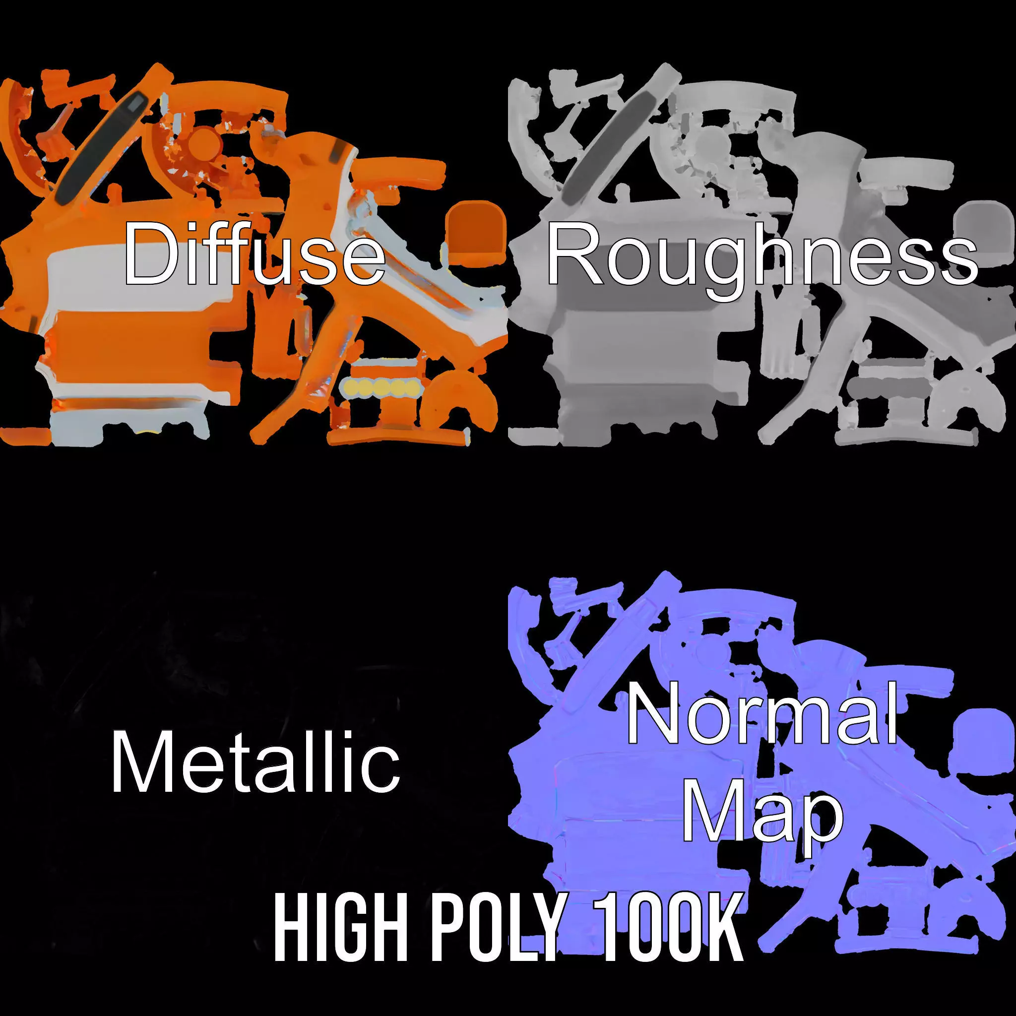 Orange LED Flashlight model pack Low-poly 3D model_3