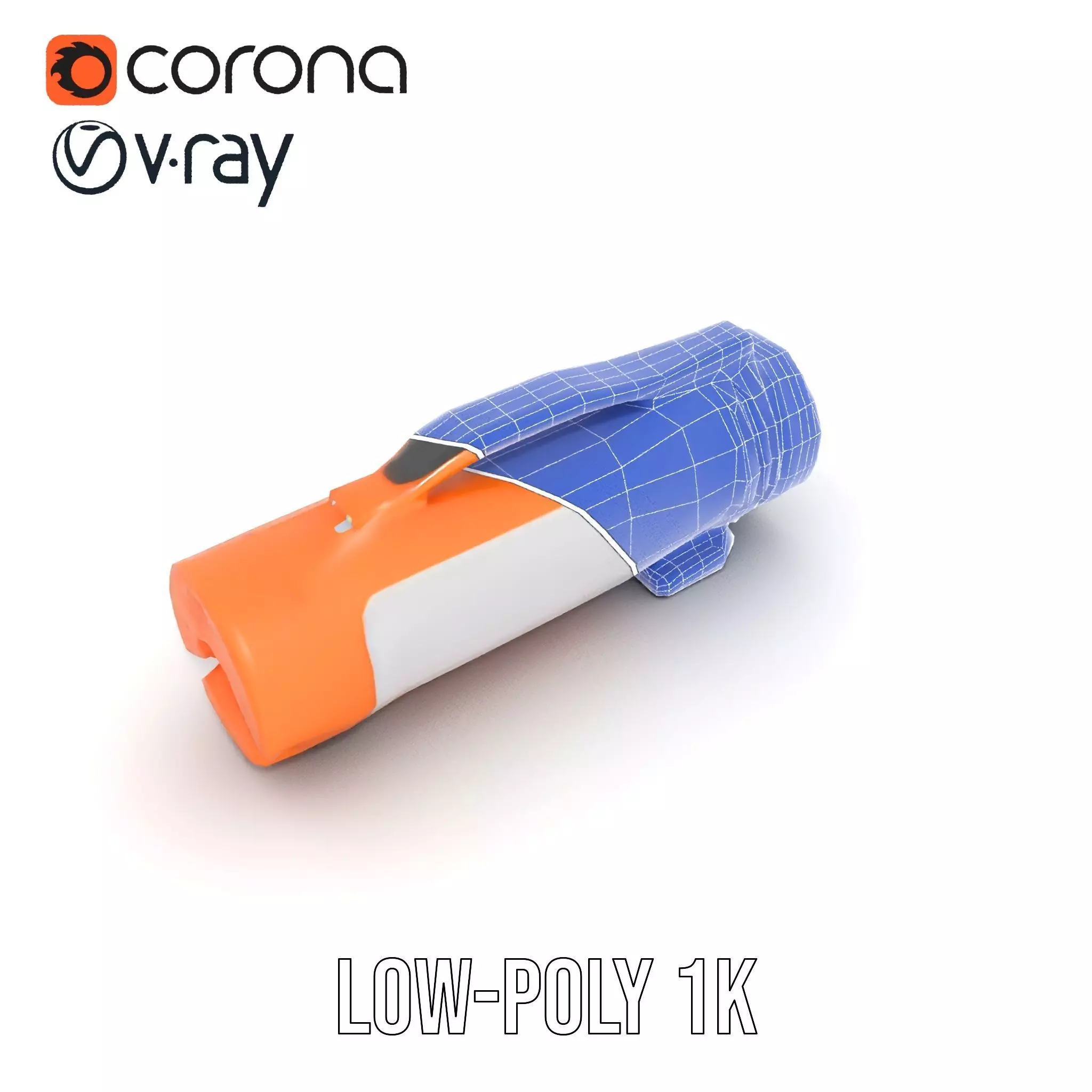 Orange LED Flashlight model pack Low-poly 3D model_22