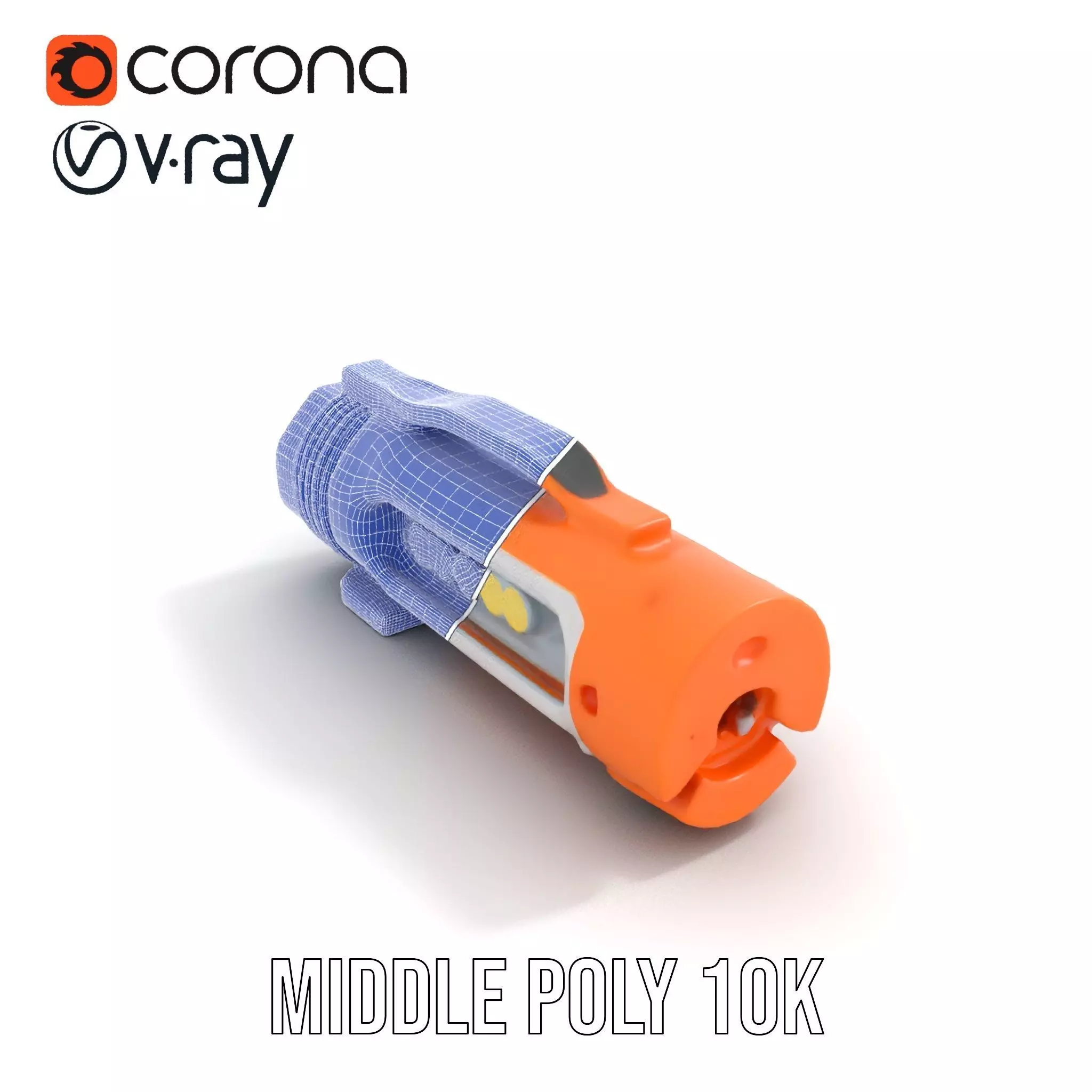 Orange LED Flashlight model pack Low-poly 3D model_21