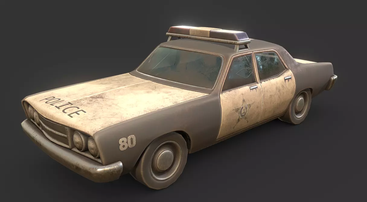 Rusty Patrol Cruiser Abandoned Law Enforcement Vehicle Free 3D model