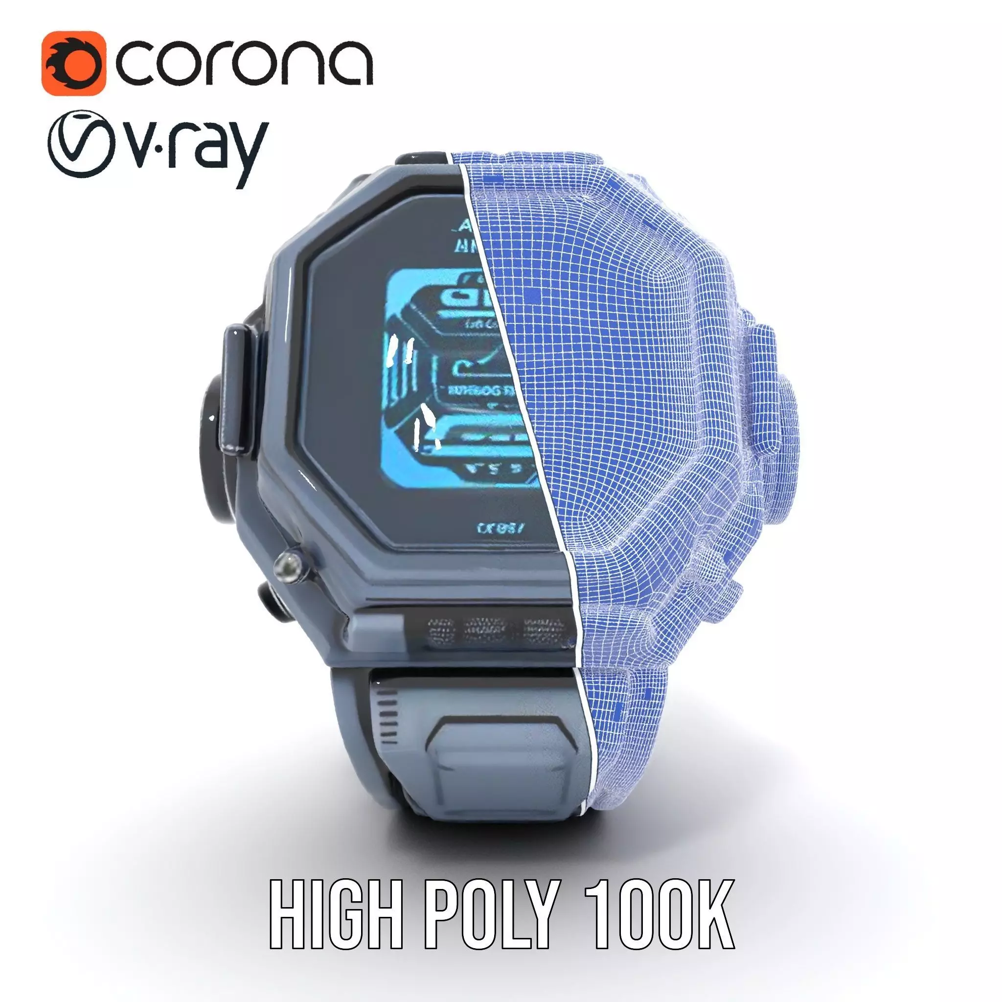 Futuristic Smartwatch Model Pack with Interactive Display Low-poly 3D model_34
