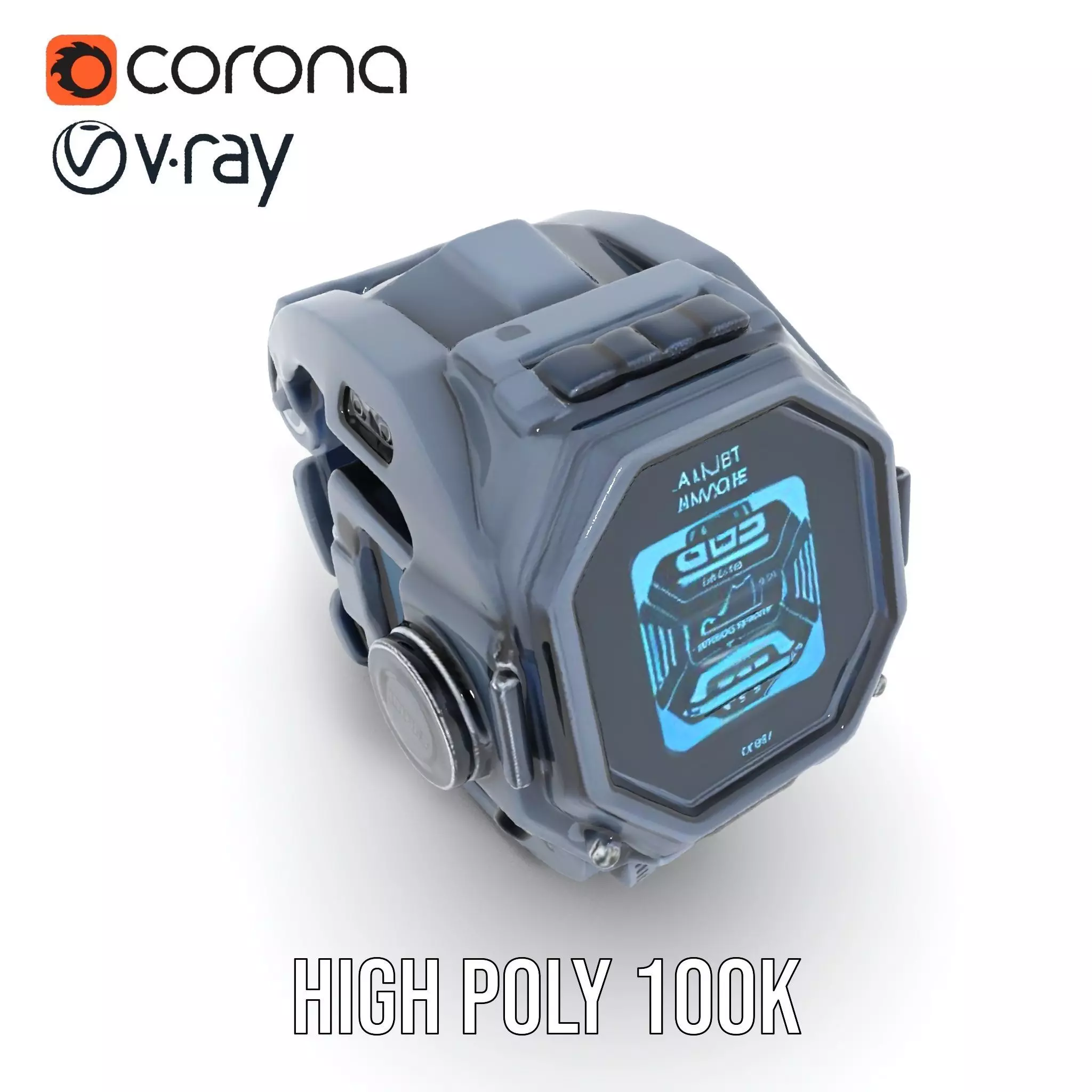 Futuristic Smartwatch Model Pack with Interactive Display Low-poly 3D model_20
