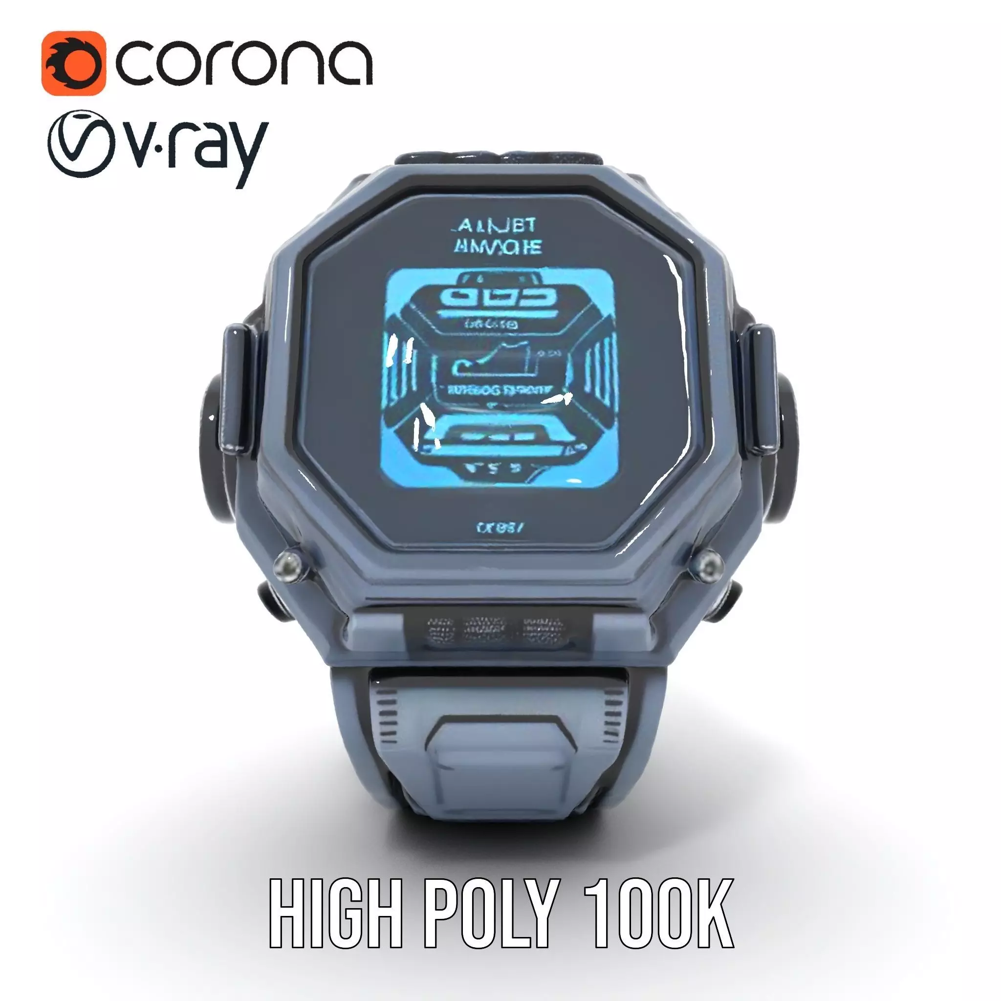 Futuristic Smartwatch Model Pack with Interactive Display Low-poly 3D model_26
