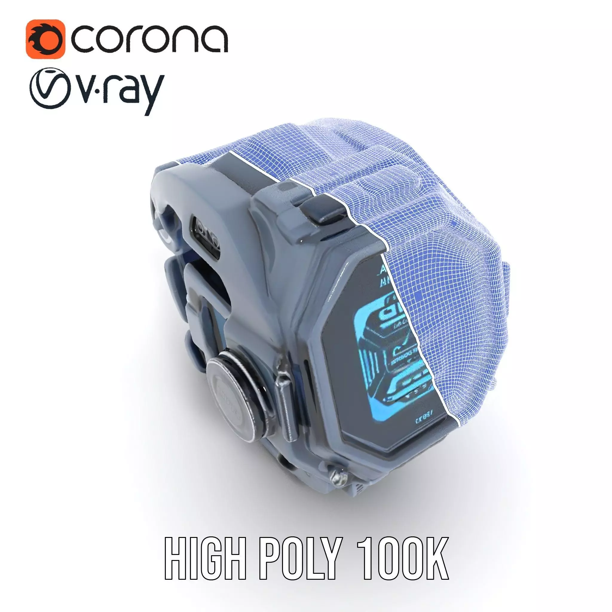 Futuristic Smartwatch Model Pack with Interactive Display Low-poly 3D model_32