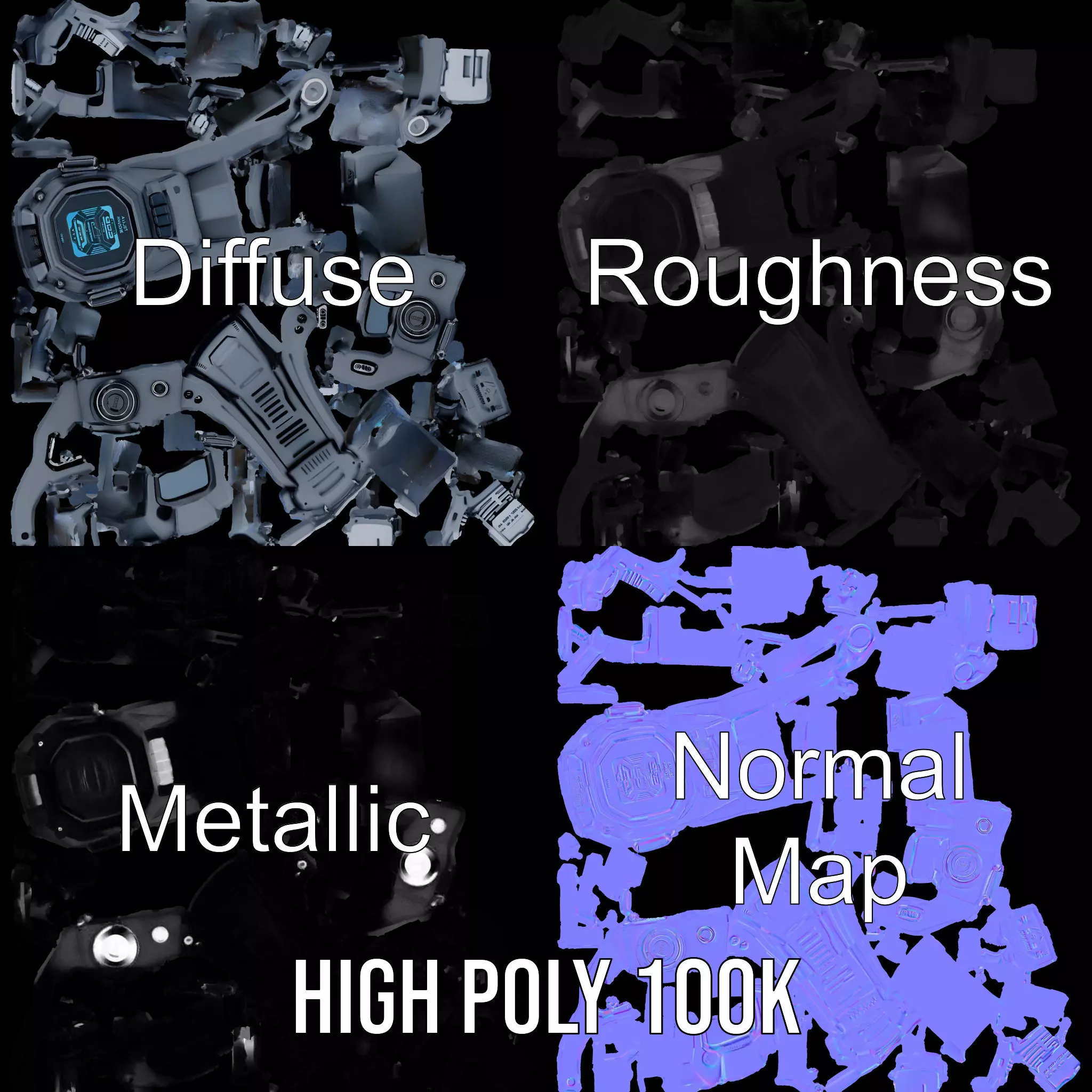 Futuristic Smartwatch Model Pack with Interactive Display Low-poly 3D model_3