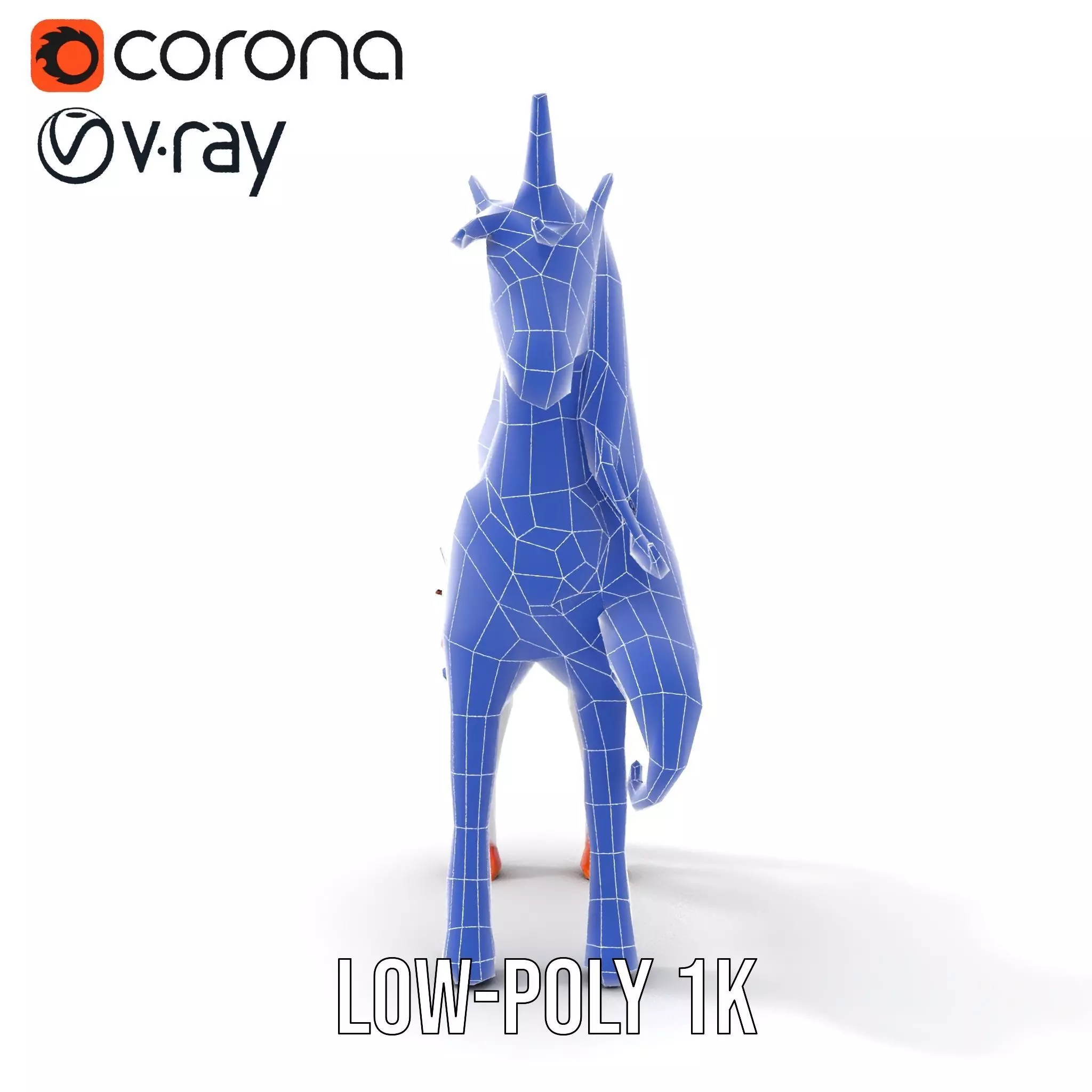 Majestic Unicorn Rigged and Animated Character Model Low-poly 3D model_13