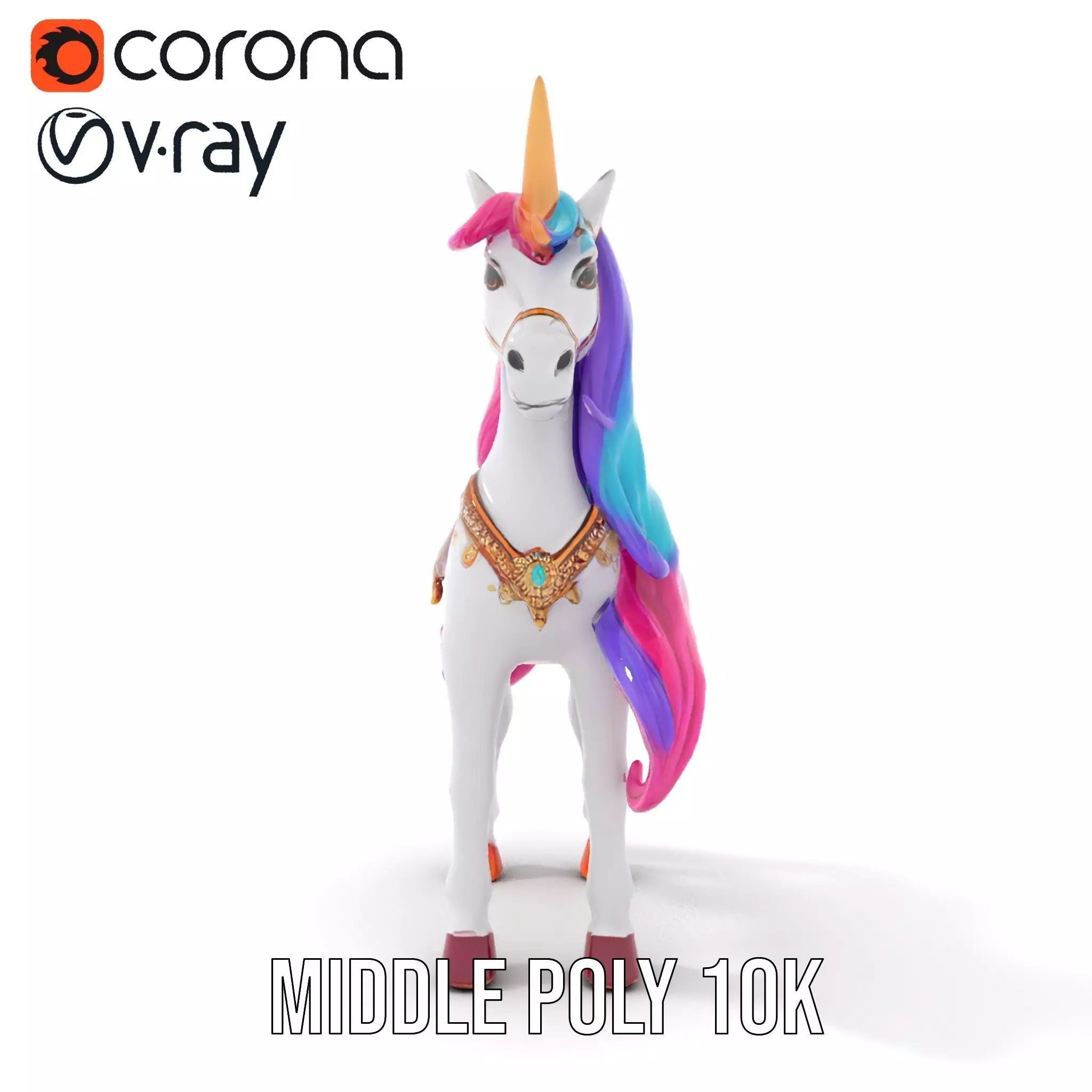 Majestic Unicorn Rigged and Animated Character Model Low-poly 3D model_35