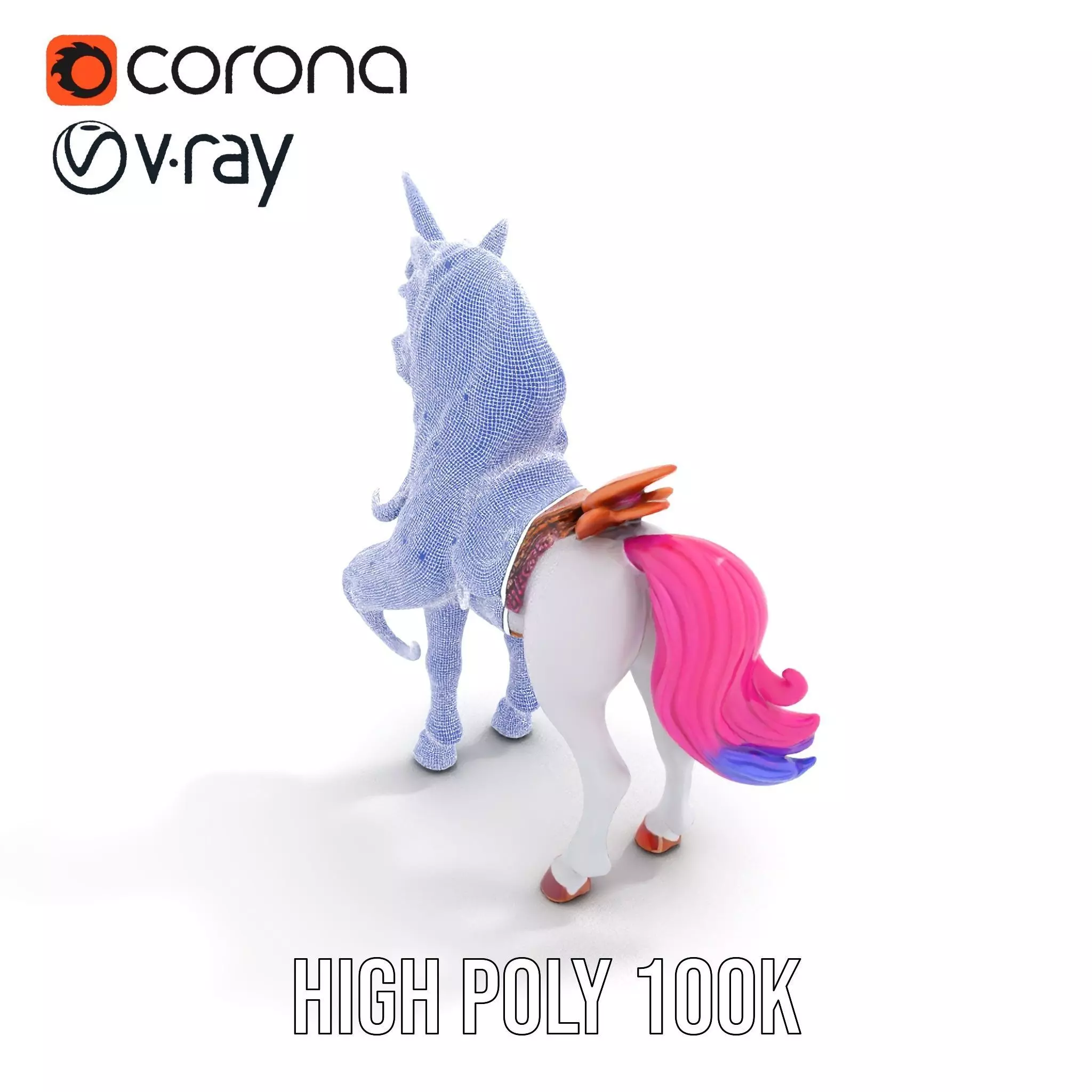 Majestic Unicorn Rigged and Animated Character Model Low-poly 3D model_20