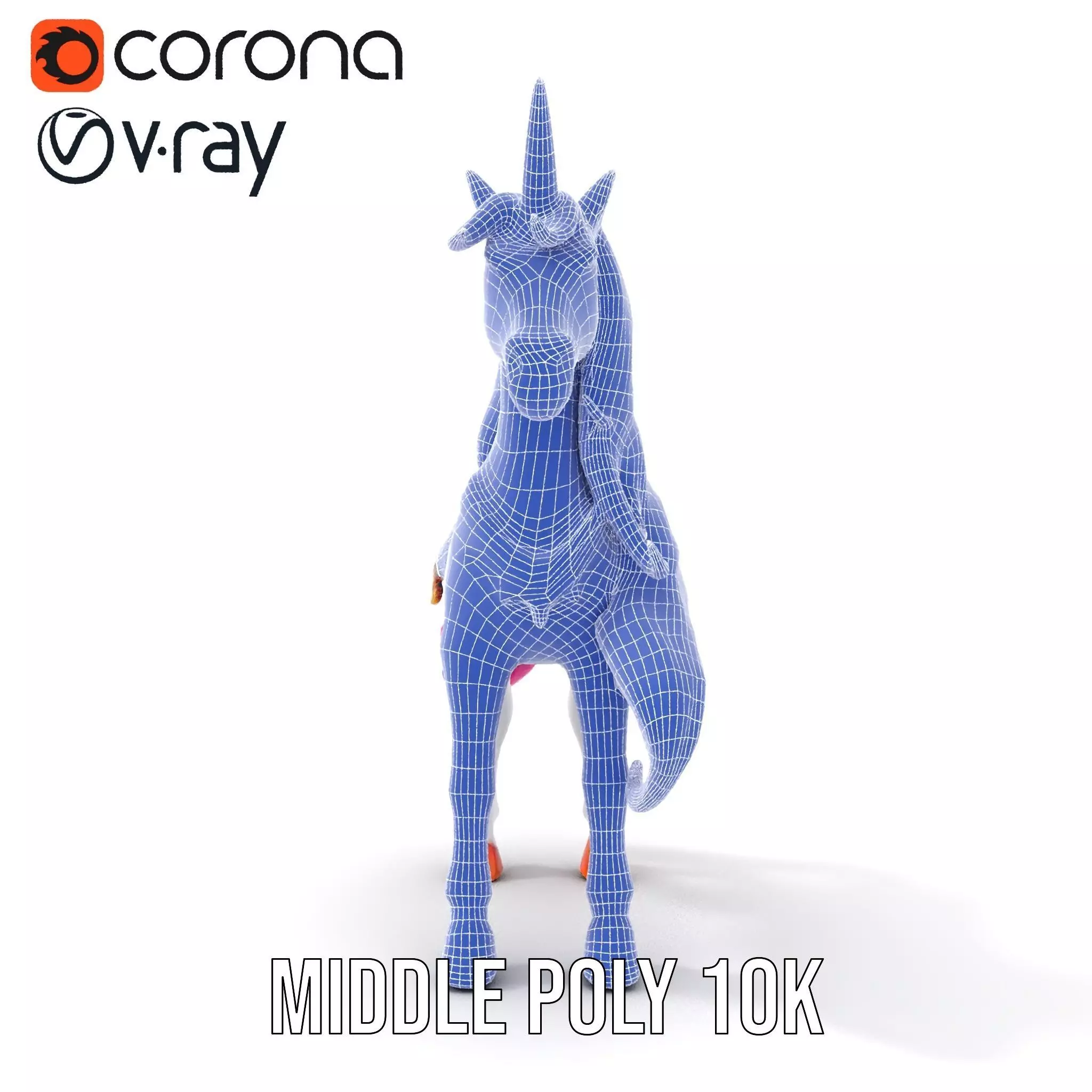 Majestic Unicorn Rigged and Animated Character Model Low-poly 3D model_27
