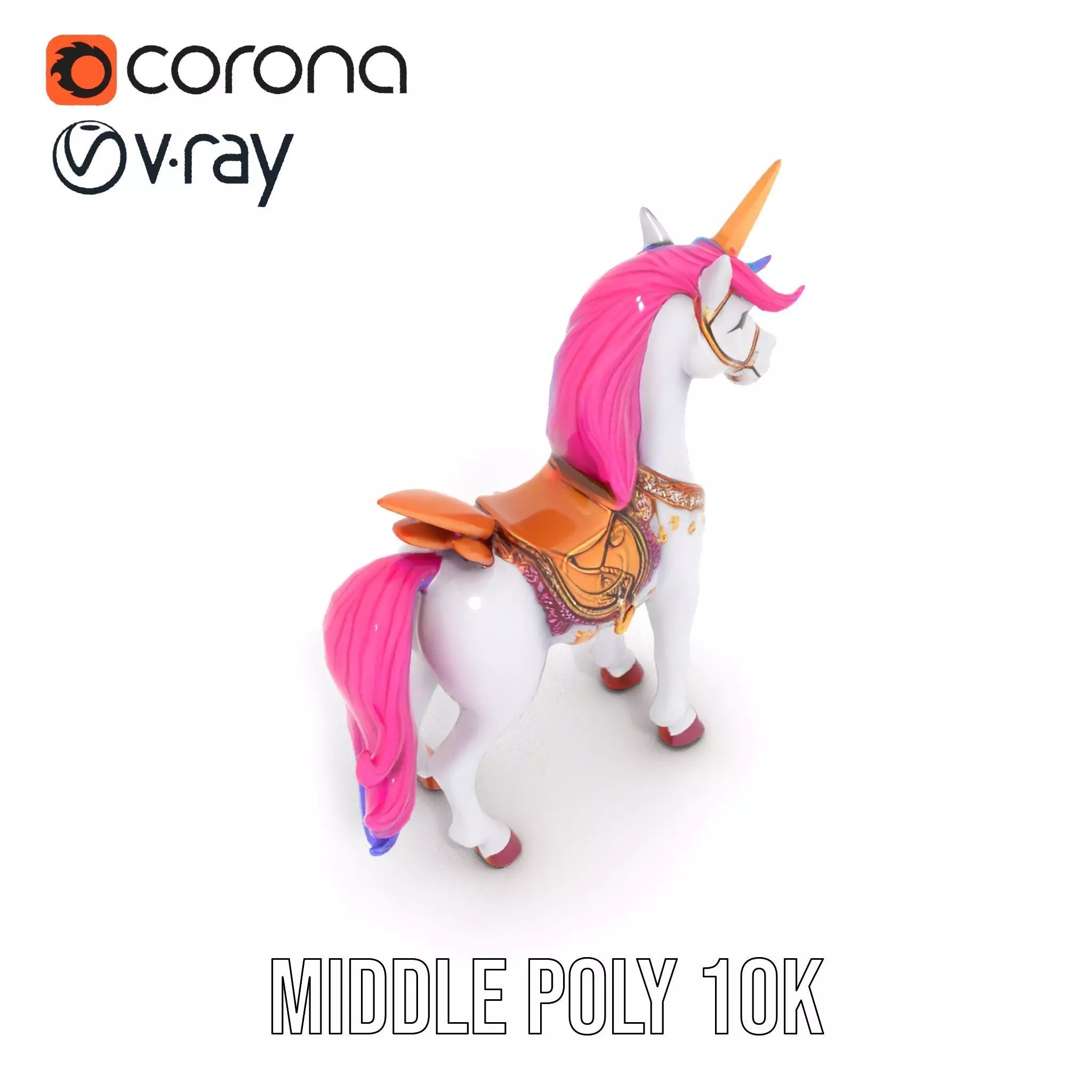 Majestic Unicorn Rigged and Animated Character Model Low-poly 3D model_12