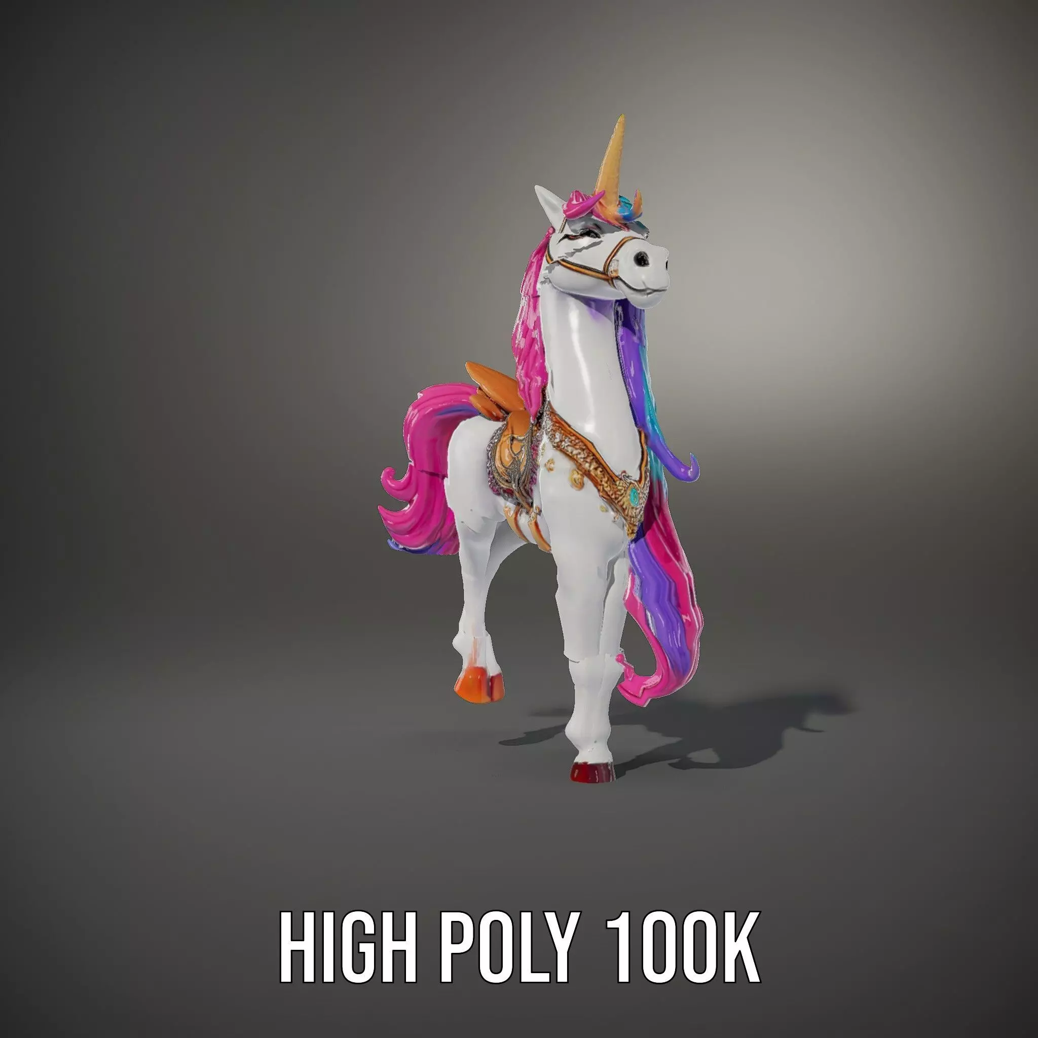 Majestic Unicorn Rigged and Animated Character Model Low-poly 3D model_29
