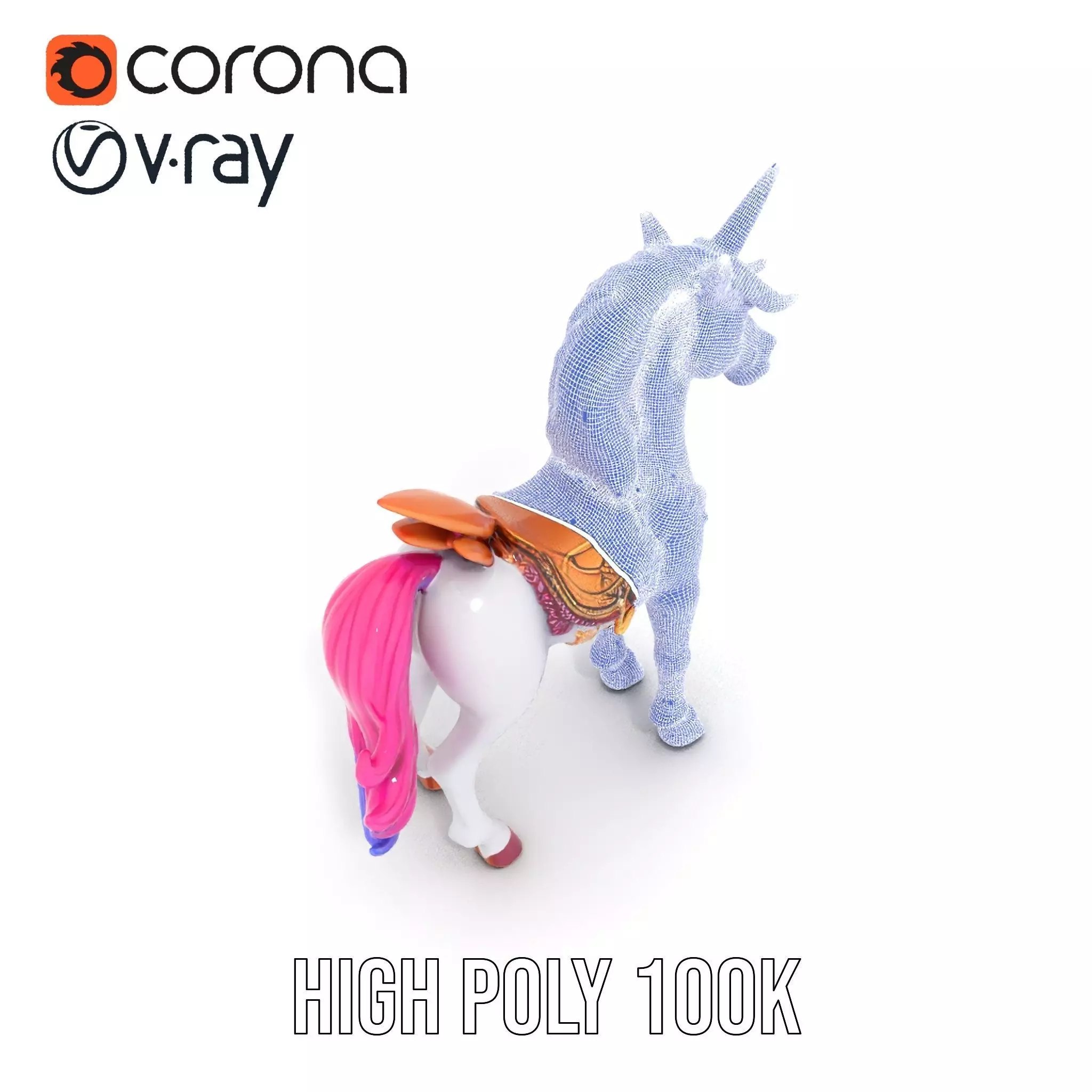 Majestic Unicorn Rigged and Animated Character Model Low-poly 3D model_32