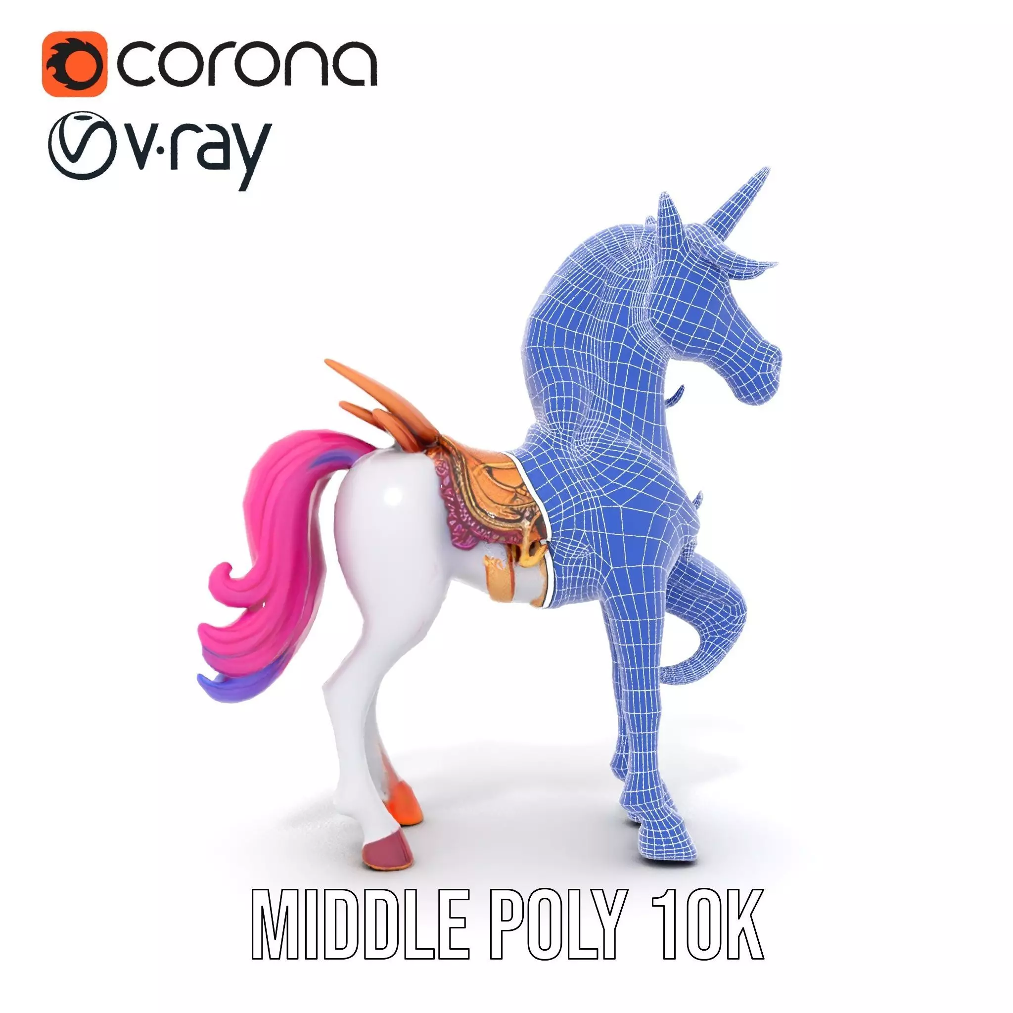 Majestic Unicorn Rigged and Animated Character Model Low-poly 3D model_18