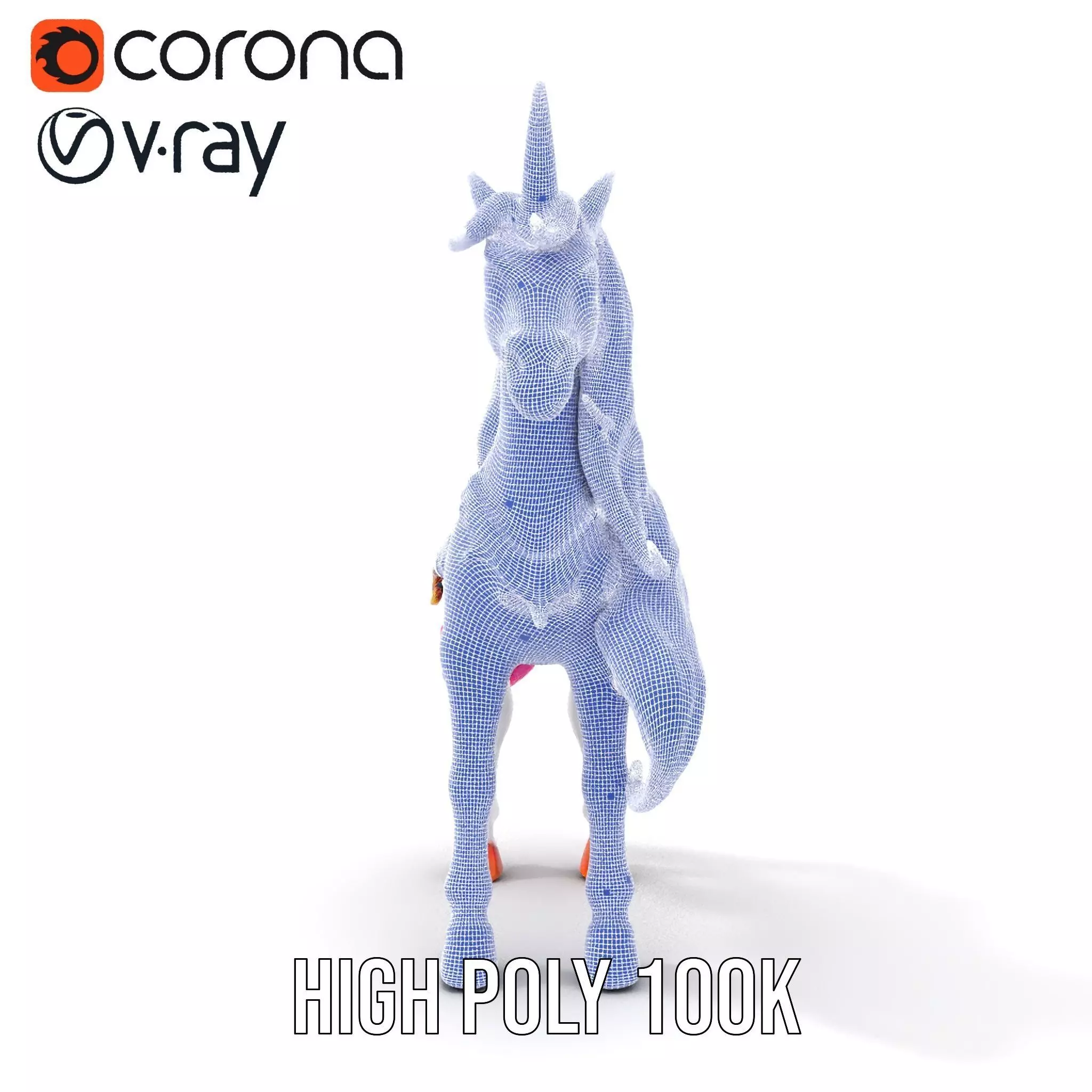 Majestic Unicorn Rigged and Animated Character Model Low-poly 3D model_36