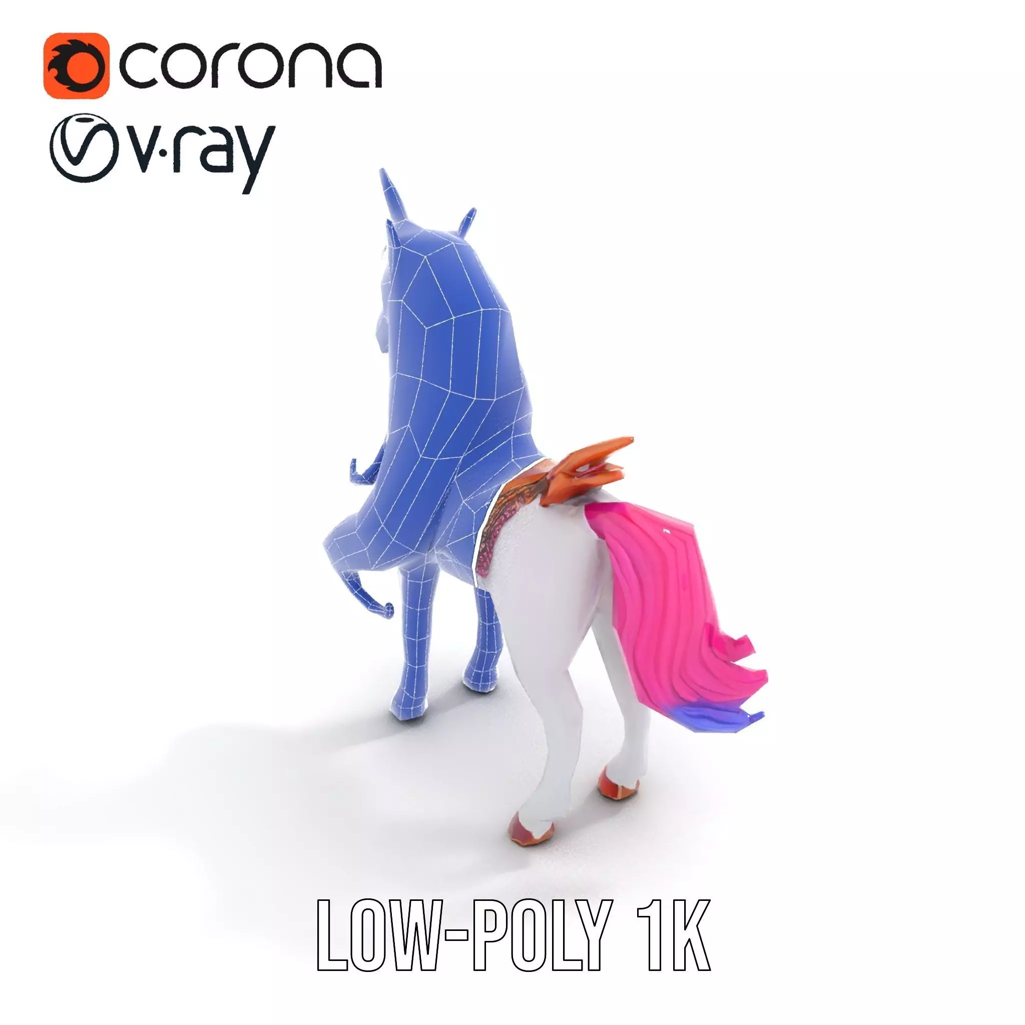 Majestic Unicorn Rigged and Animated Character Model Low-poly 3D model_16