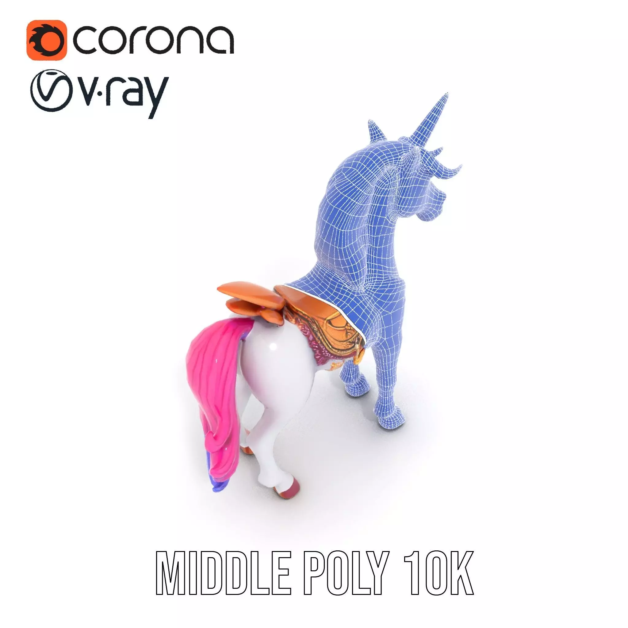 Majestic Unicorn Rigged and Animated Character Model Low-poly 3D model_30