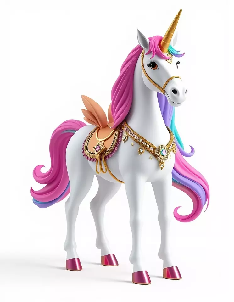 Majestic Unicorn Rigged and Animated Character Model Low-poly 3D model_3