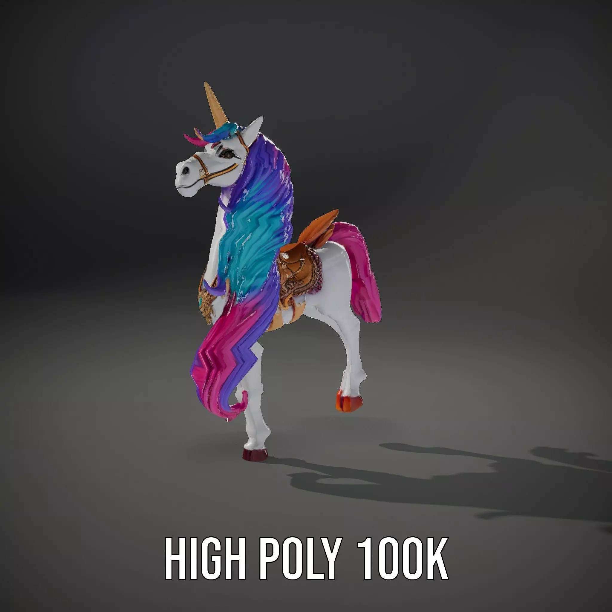 Majestic Unicorn Rigged and Animated Character Model Low-poly 3D model_34