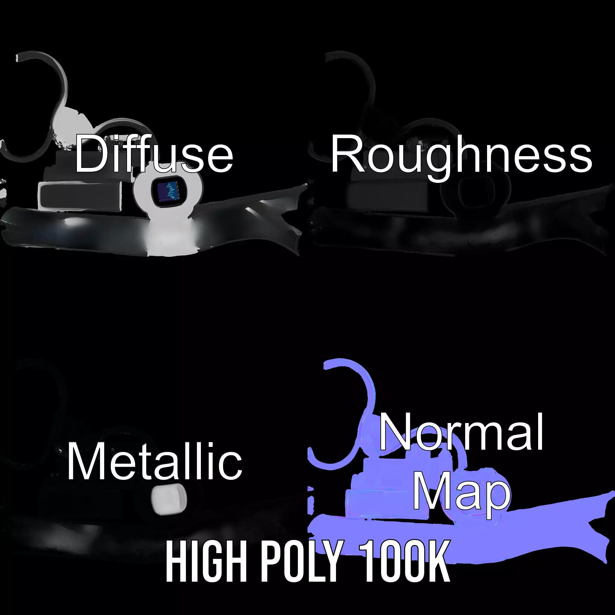 Smartwatch with Dynamic Display Model Pack Low-poly 3D model_3