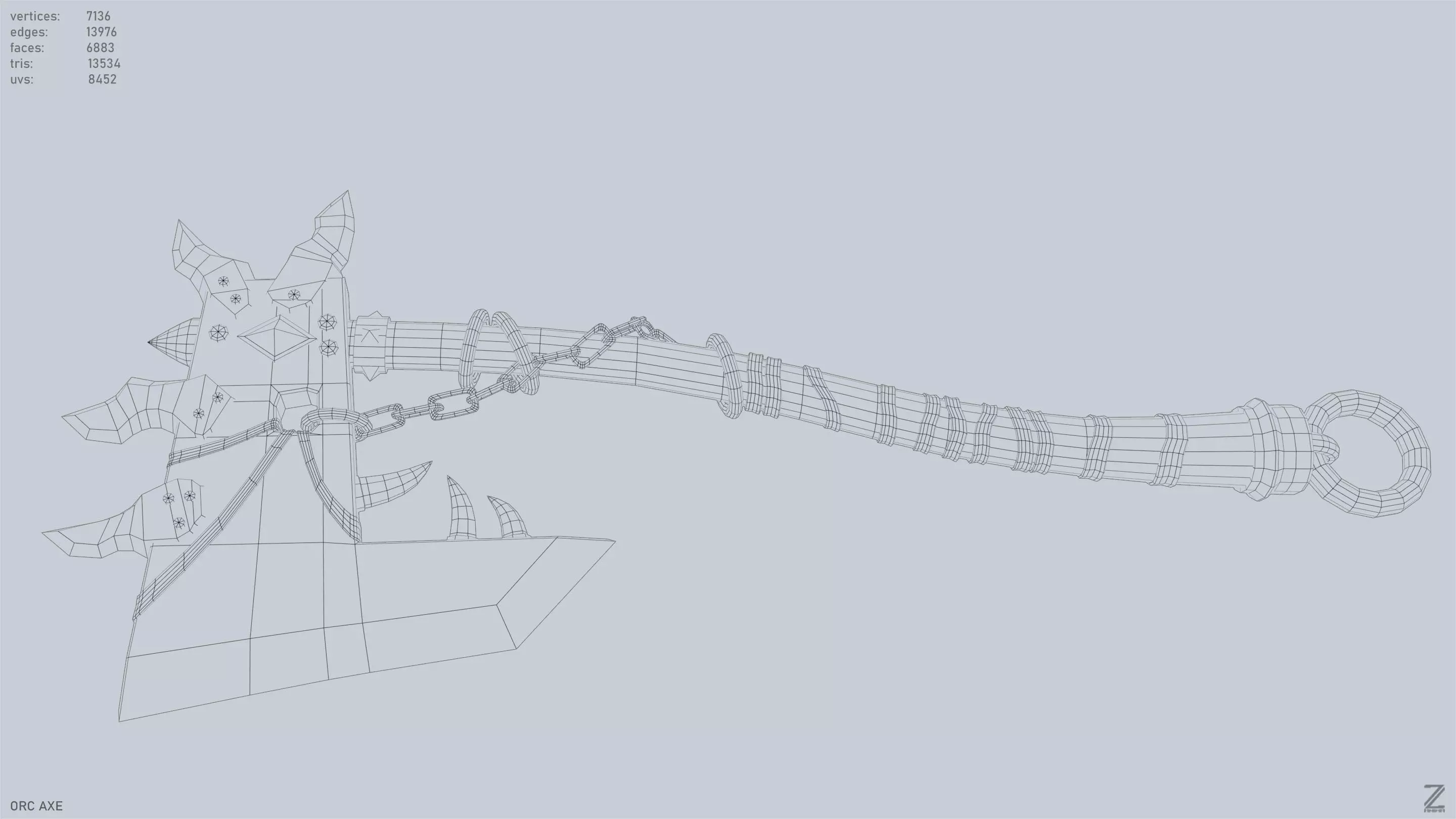 Orc axe Low-poly 3D model_11