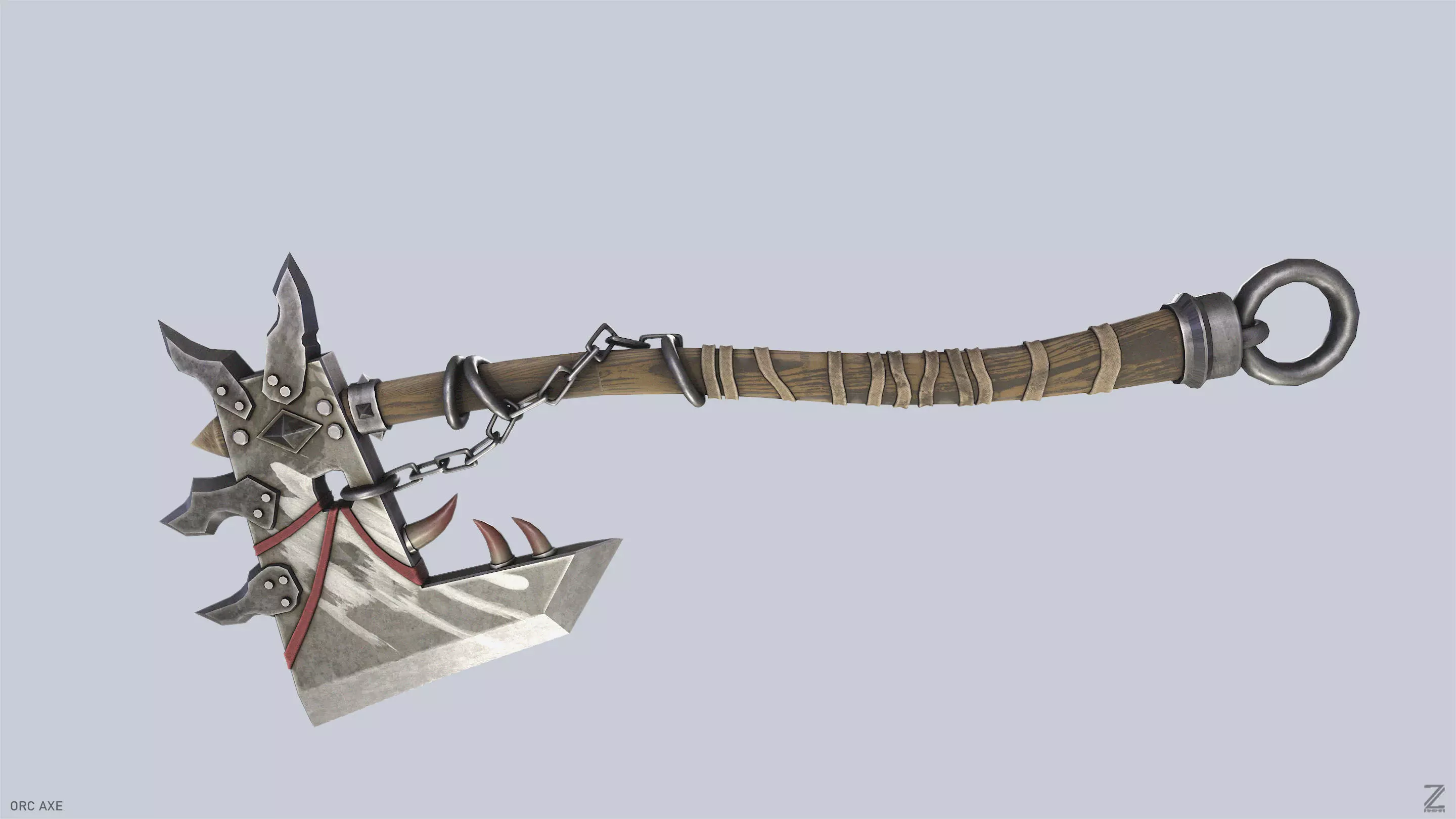 Orc axe Low-poly 3D model_5