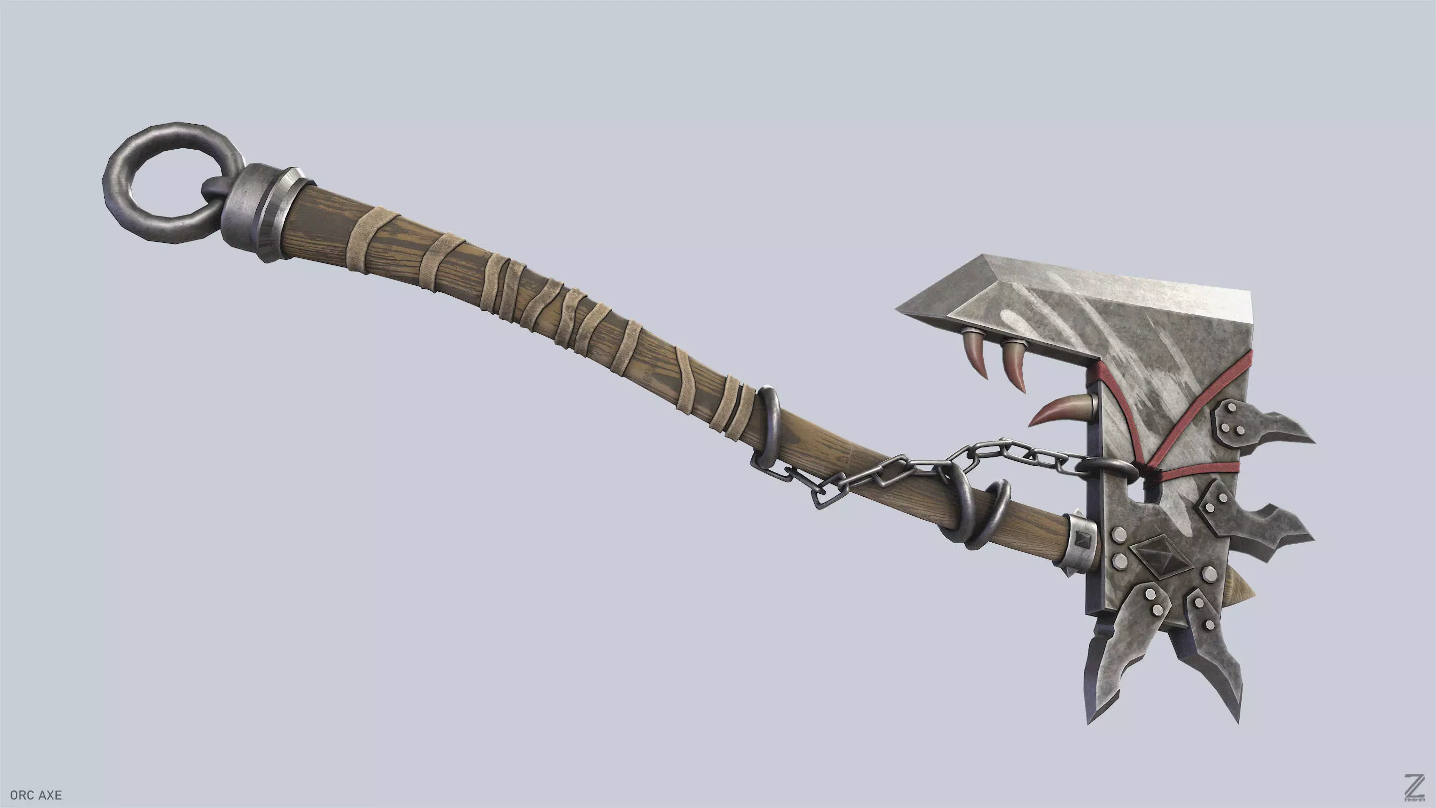 Orc axe Low-poly 3D model_6