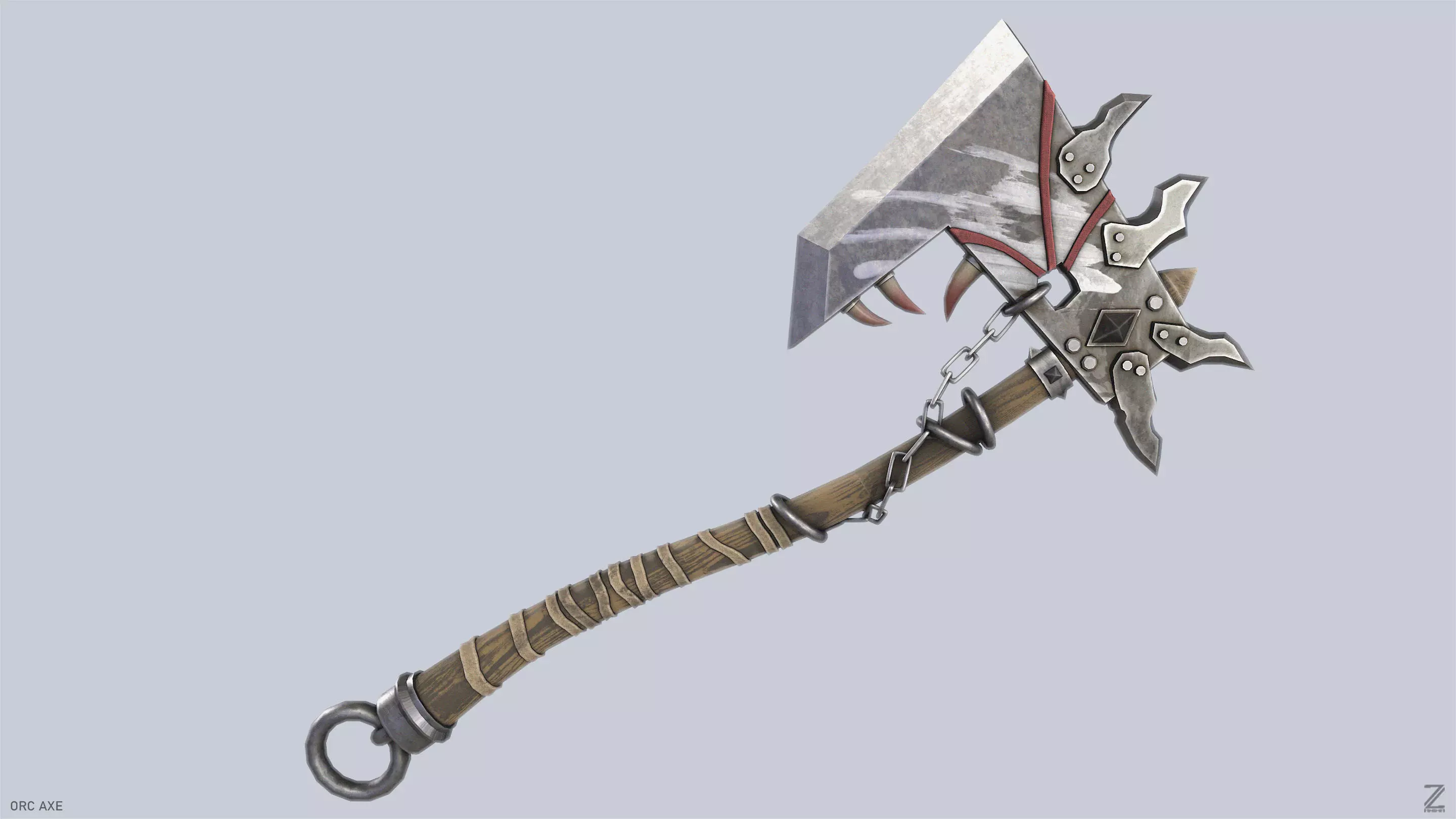 Orc axe Low-poly 3D model_2
