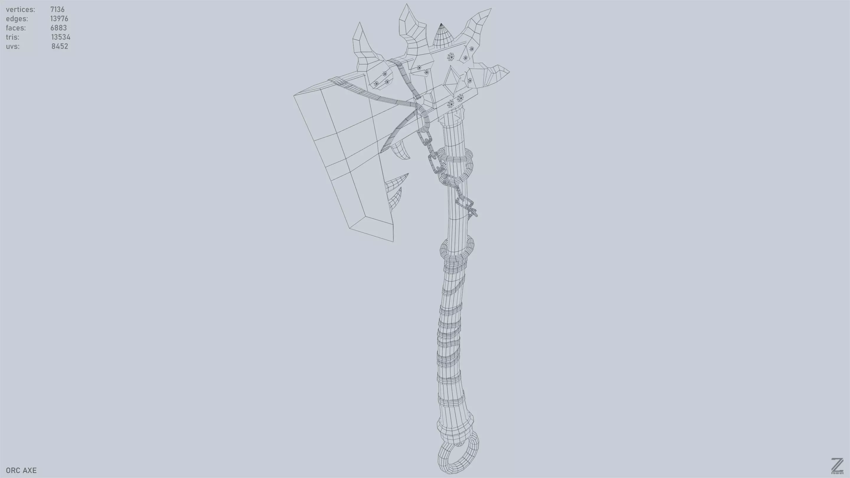 Orc axe Low-poly 3D model_14