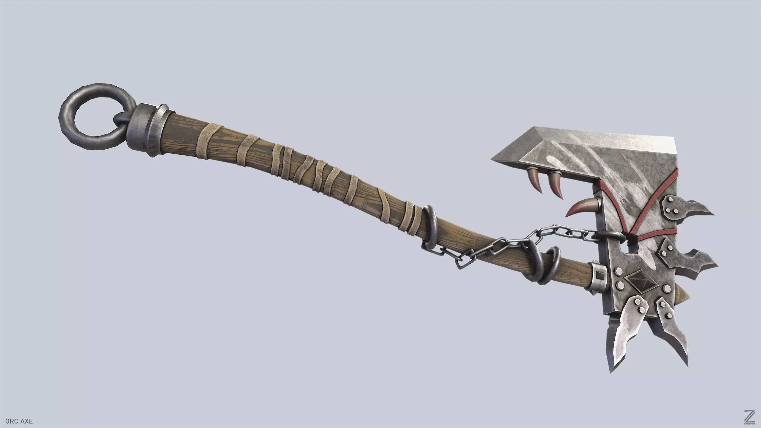 Orc axe Low-poly 3D model_8