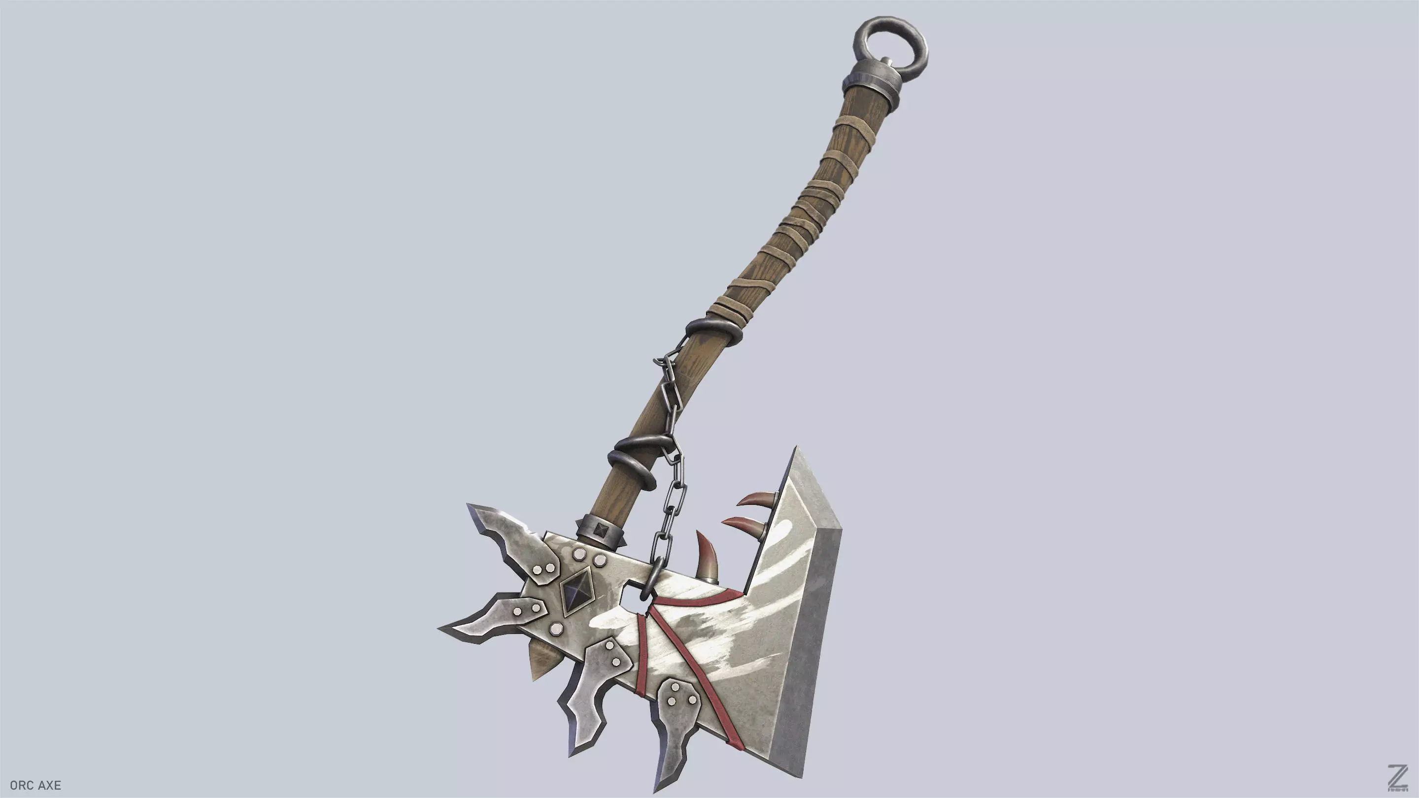 Orc axe Low-poly 3D model_7