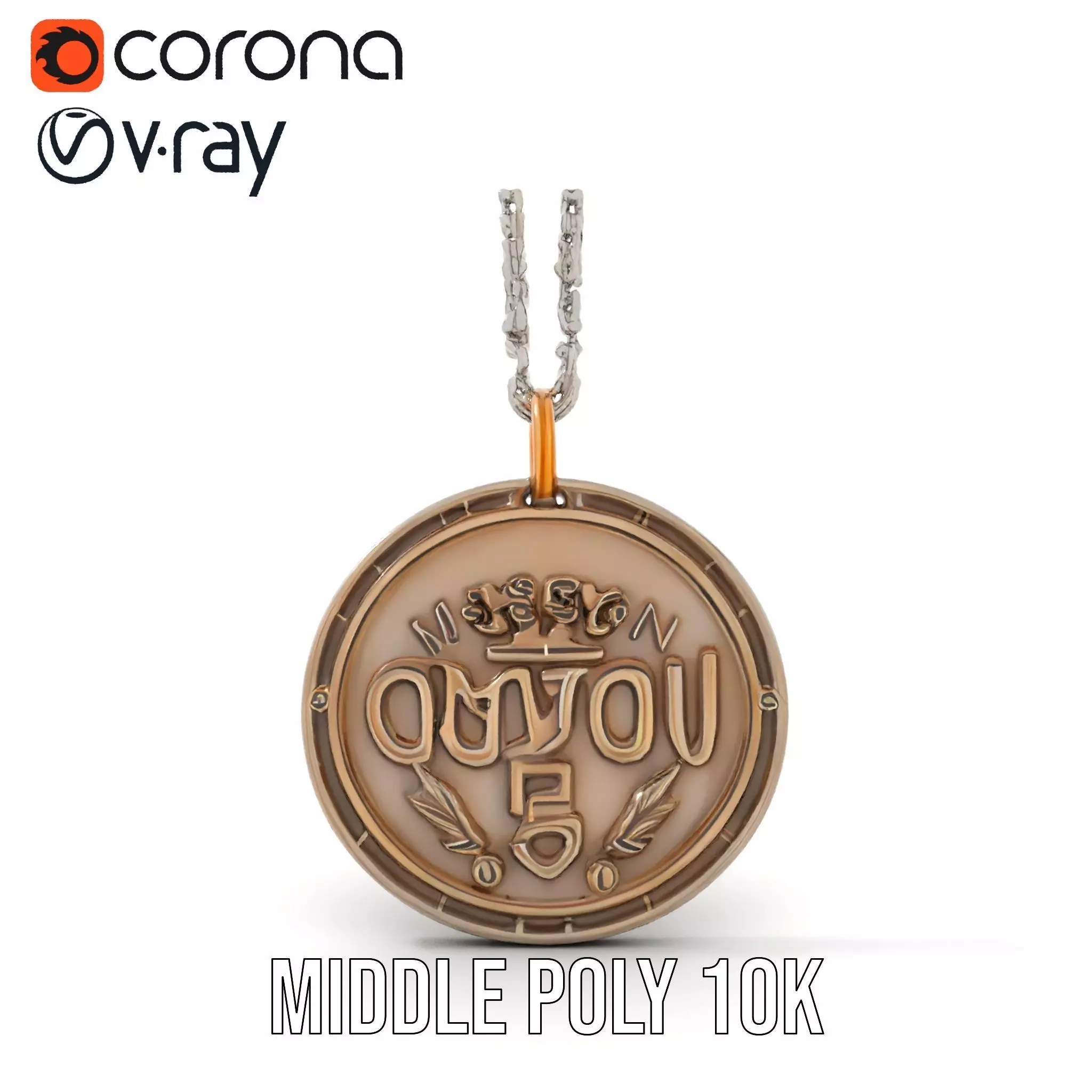 Orion Mission Medal model pack with detailed chain Low-poly 3D model_14