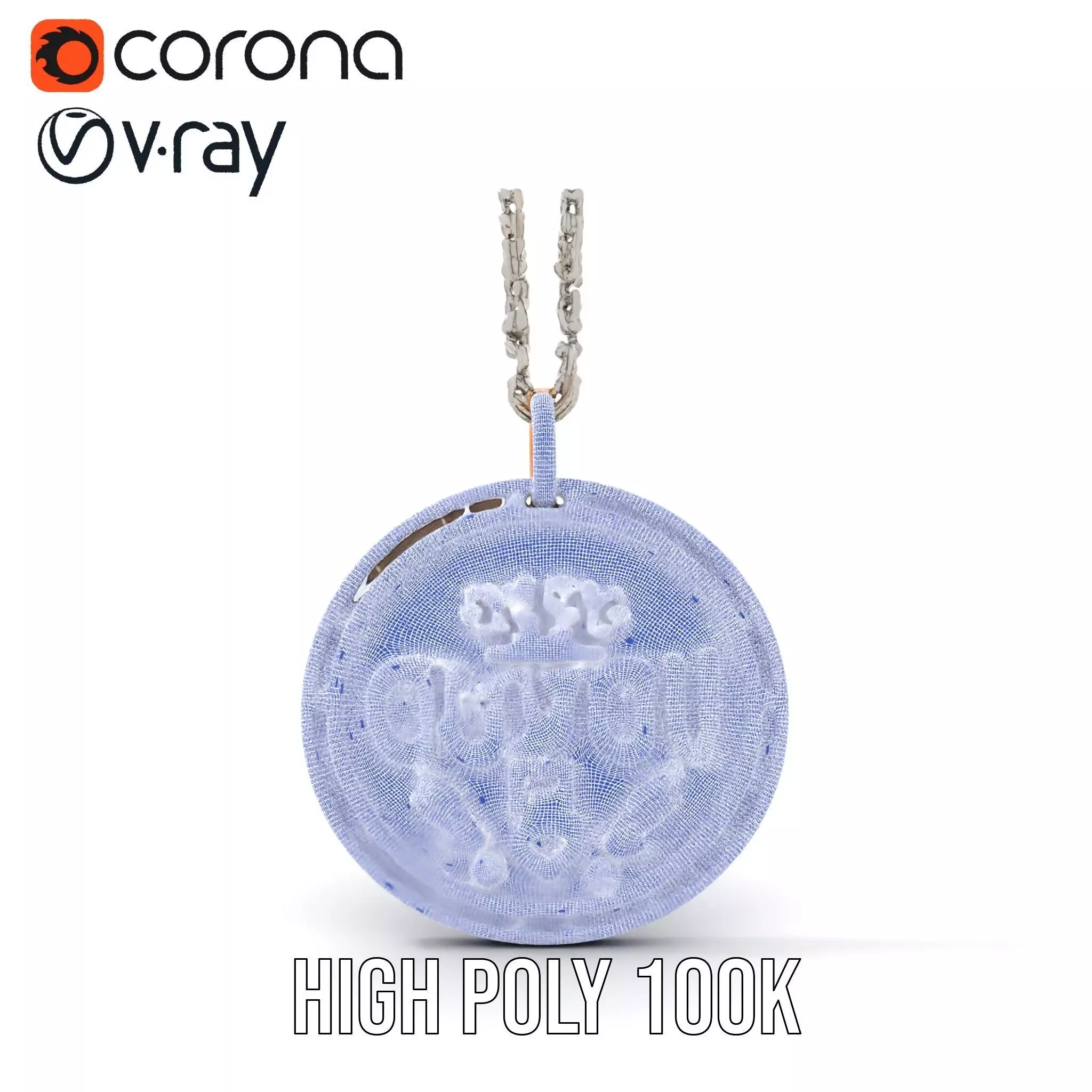 Orion Mission Medal model pack with detailed chain Low-poly 3D model_24