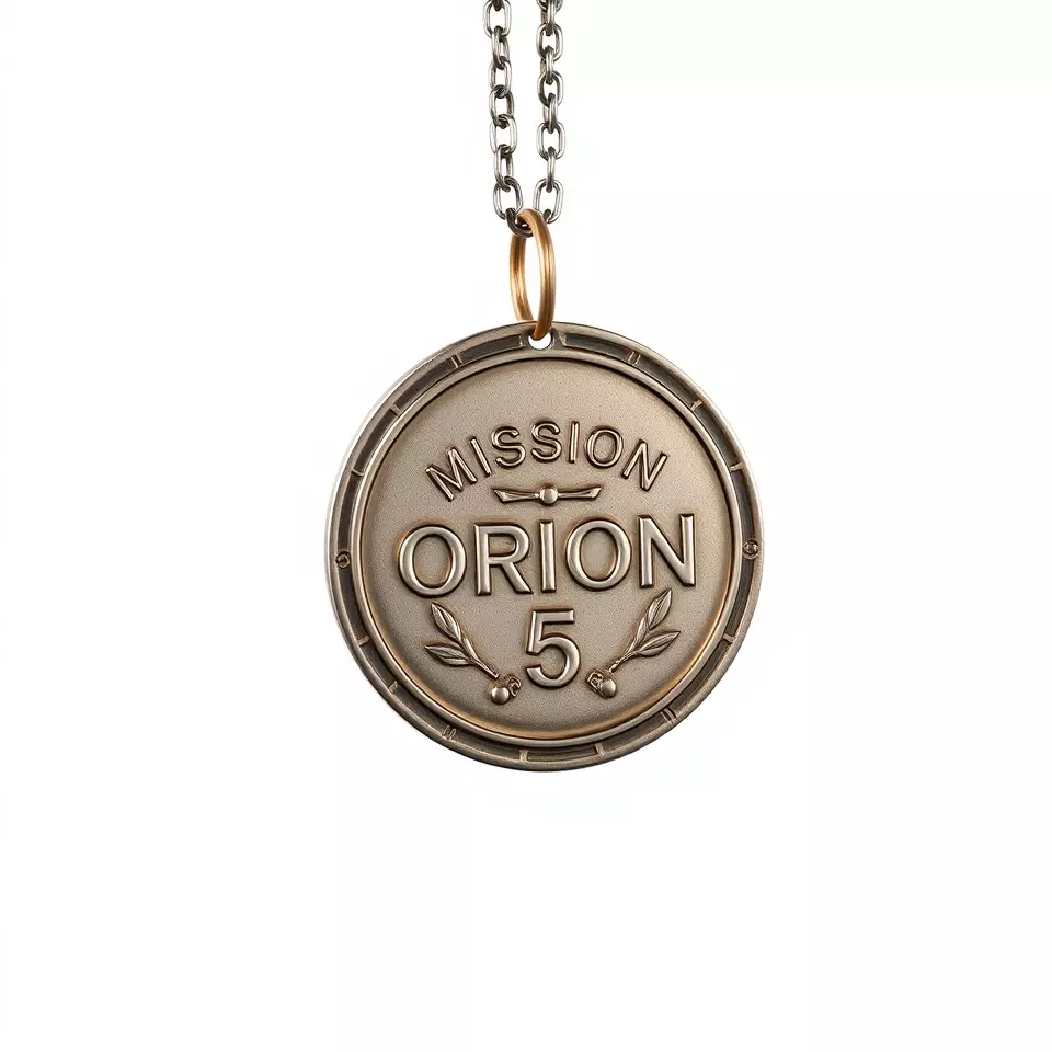 Orion Mission Medal model pack with detailed chain Low-poly 3D model_3