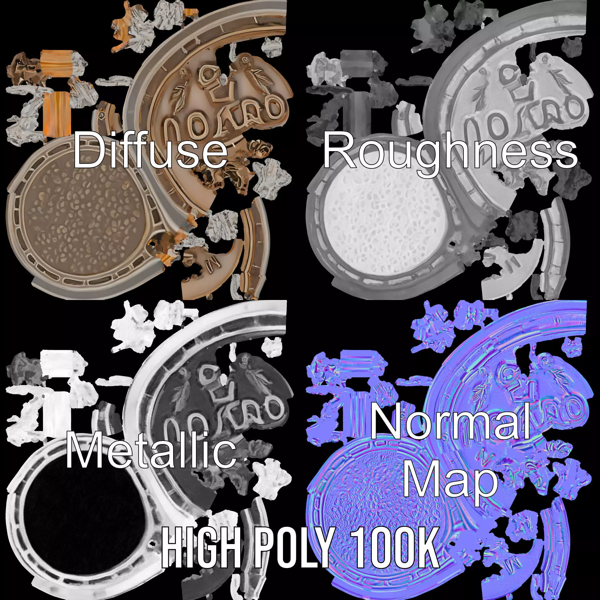 Orion Mission Medal model pack with detailed chain Low-poly 3D model_4