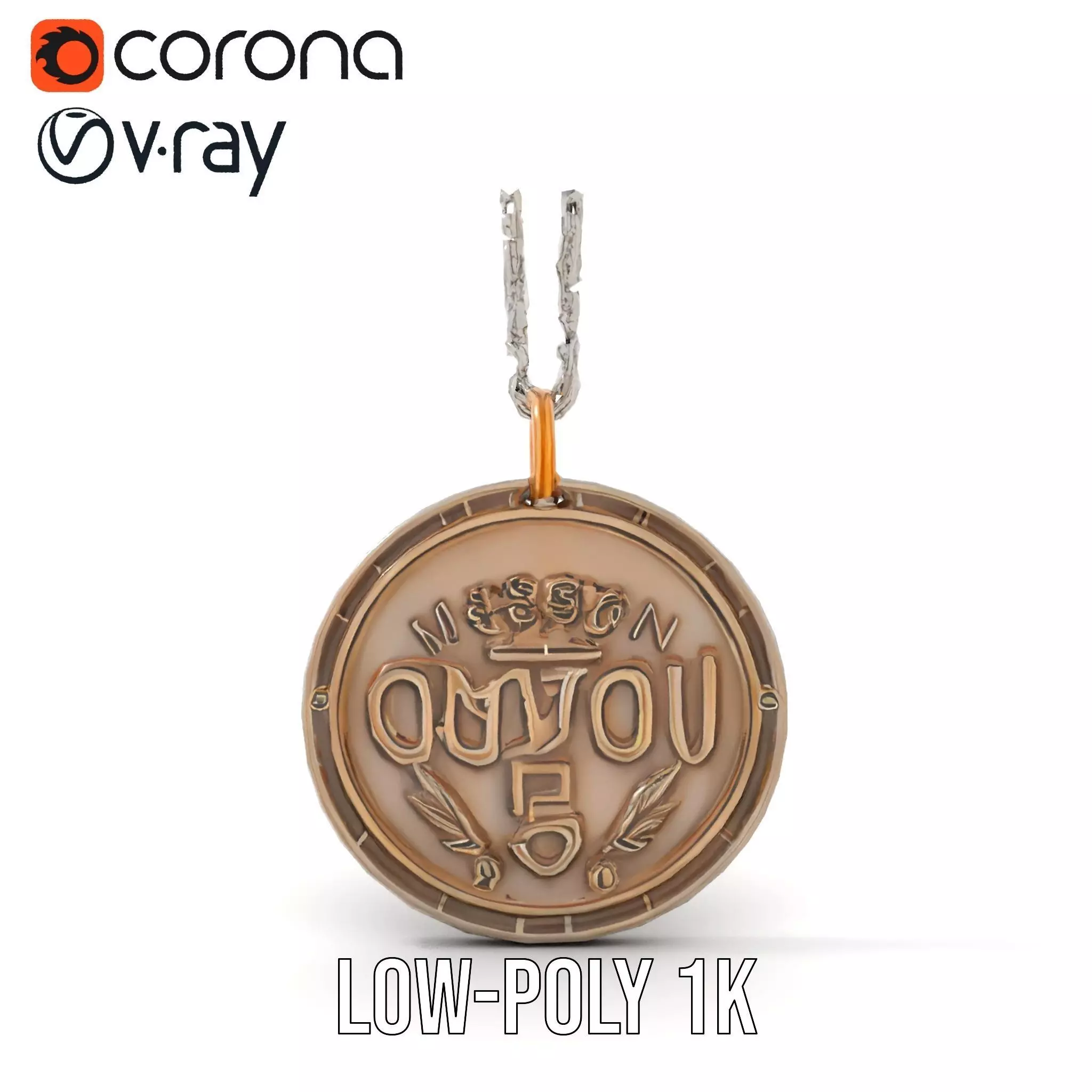 Orion Mission Medal model pack with detailed chain Low-poly 3D model_23