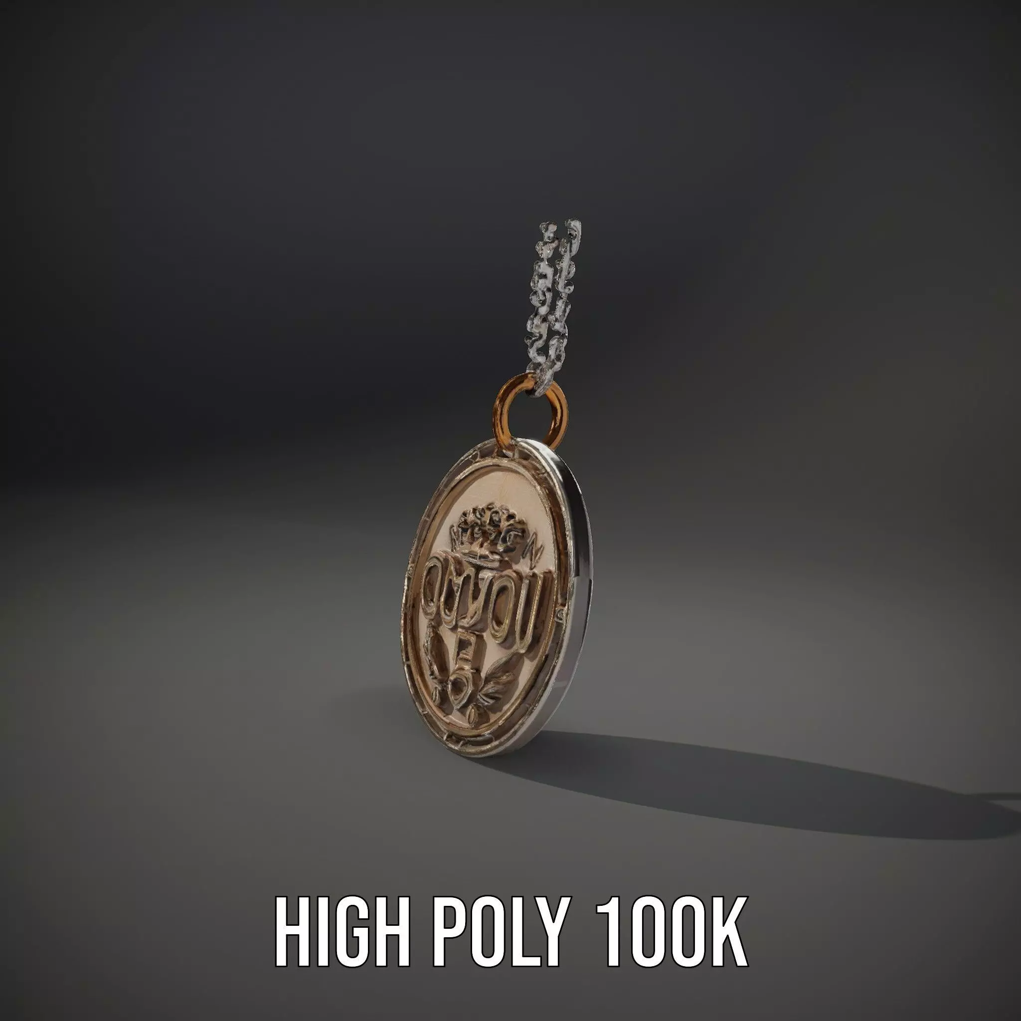Orion Mission Medal model pack with detailed chain Low-poly 3D model_11