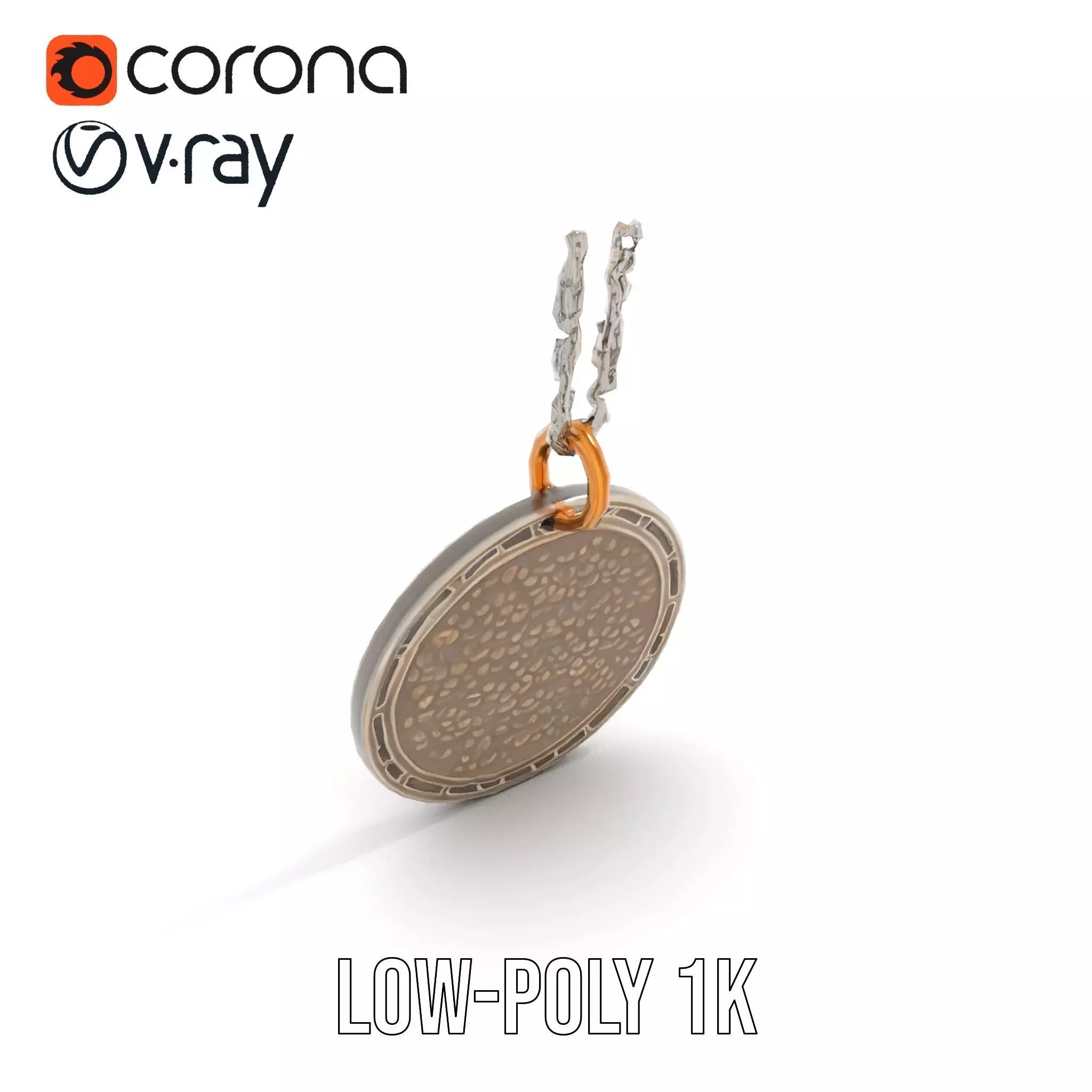 Orion Mission Medal model pack with detailed chain Low-poly 3D model_15