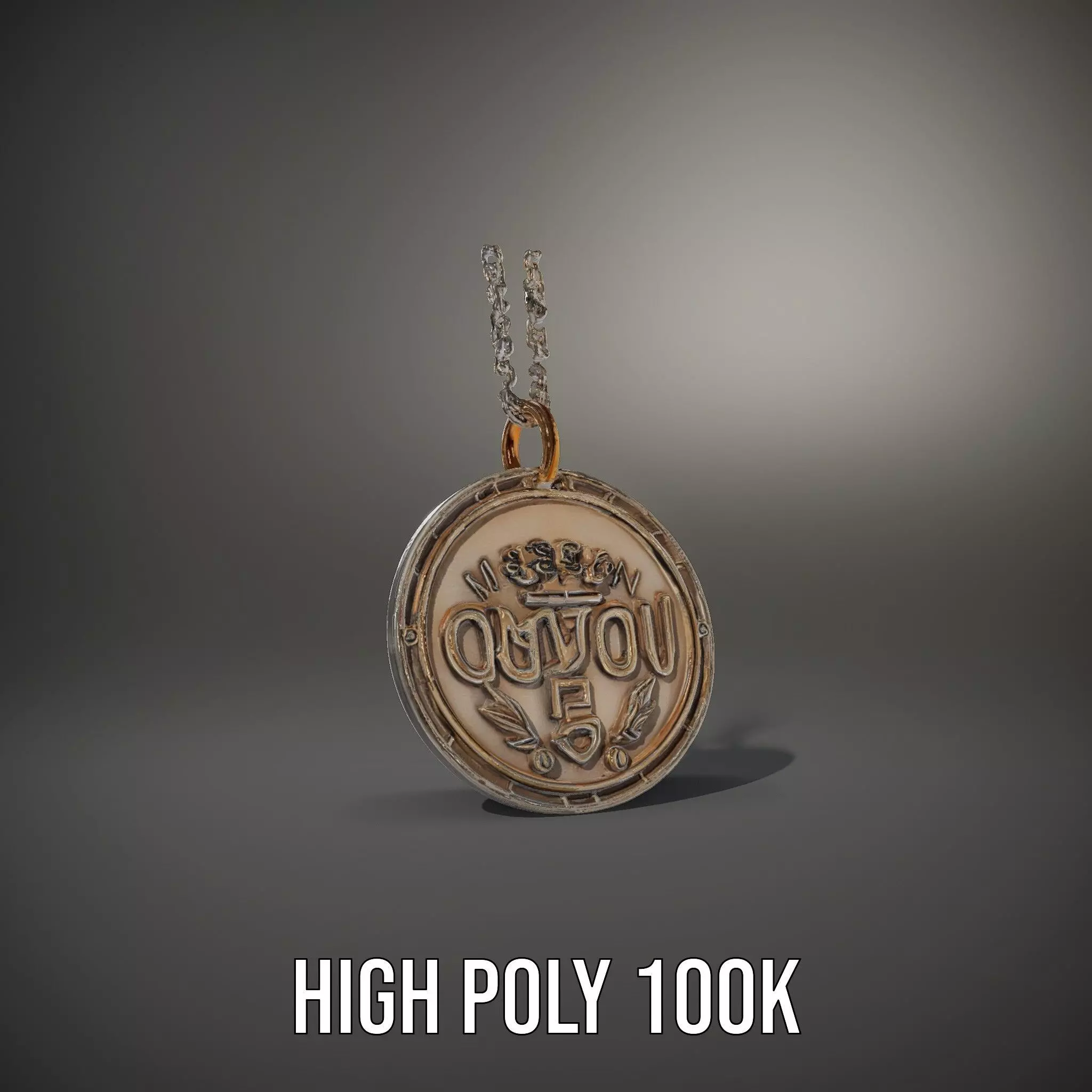 Orion Mission Medal model pack with detailed chain Low-poly 3D model_9