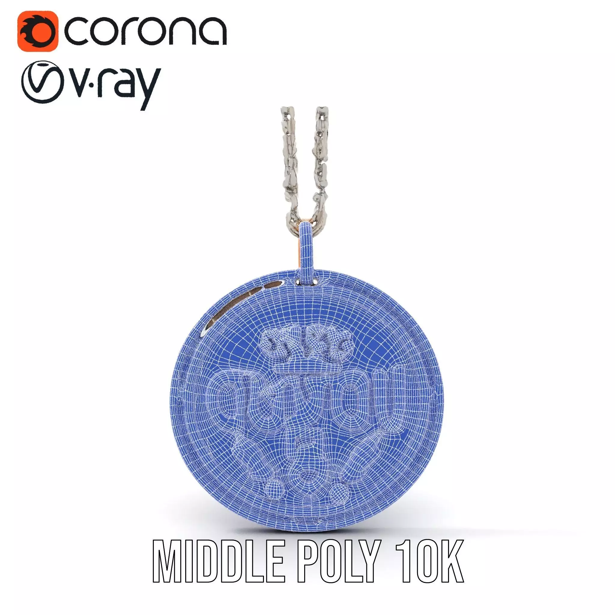 Orion Mission Medal model pack with detailed chain Low-poly 3D model_12