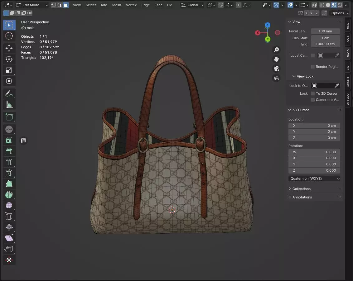 Gucci GG Emblem Medium Tote Bag Low-poly 3D model_7