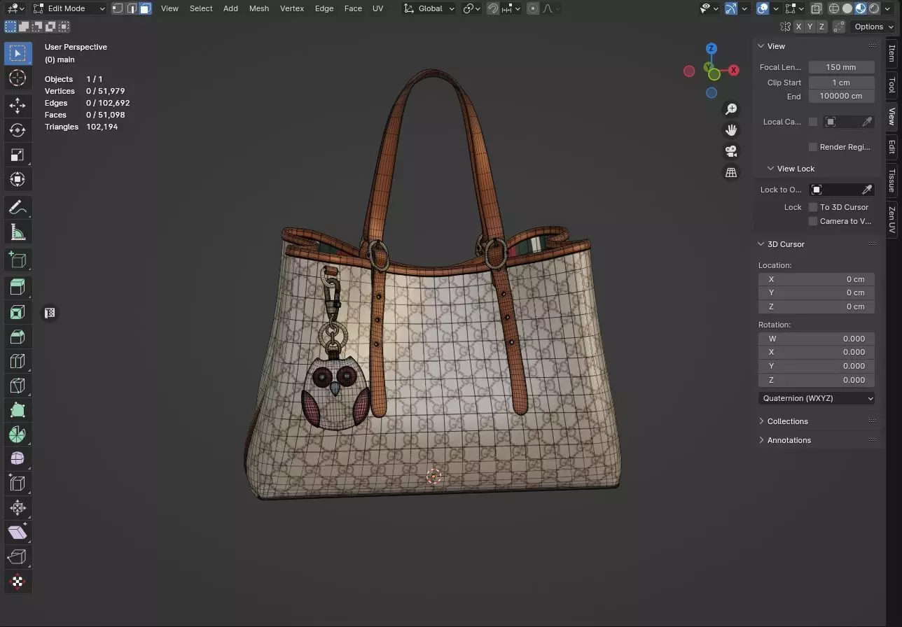 Gucci GG Emblem Medium Tote Bag Low-poly 3D model_6