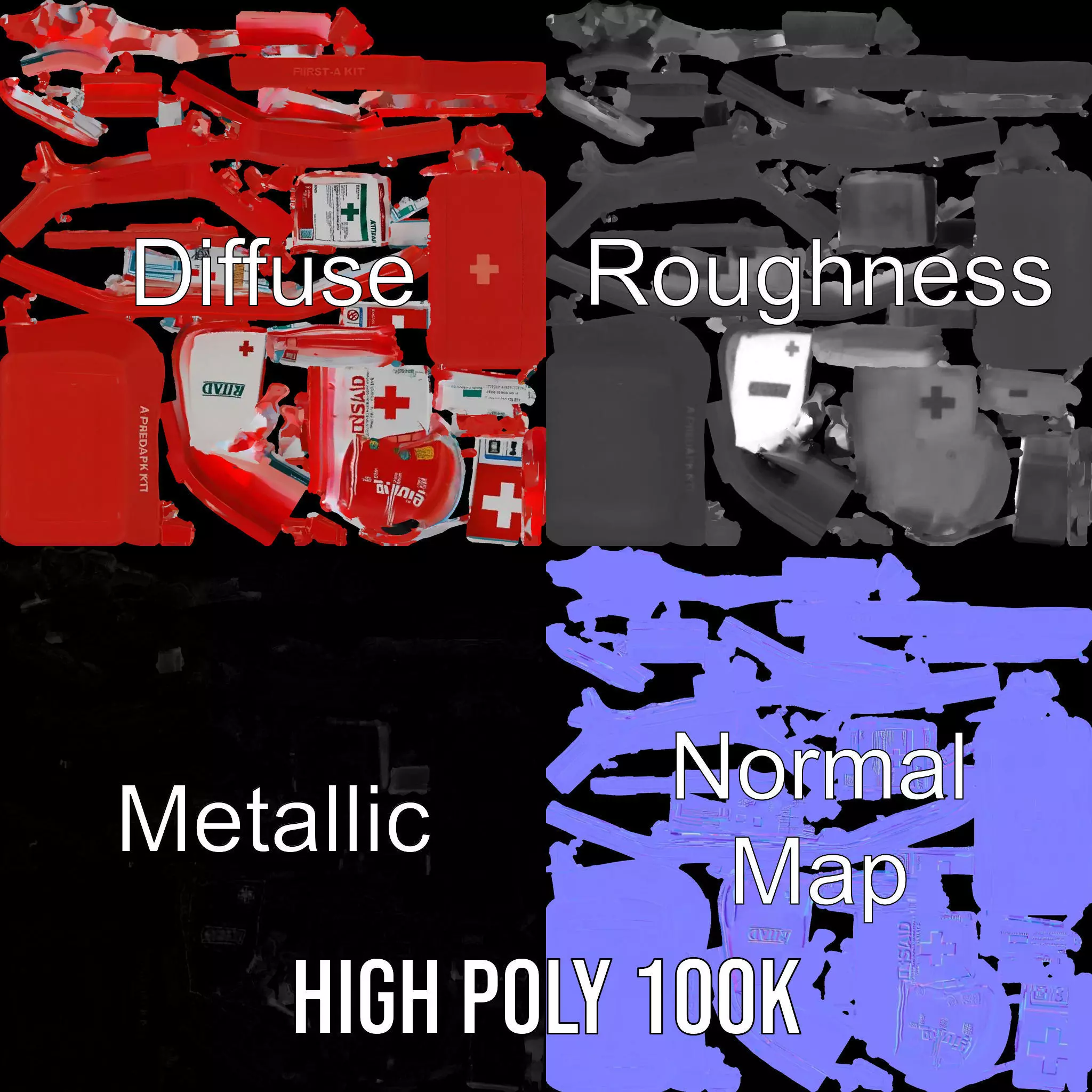 Emergency First Aid Kit Model Pack Low-poly 3D model_3