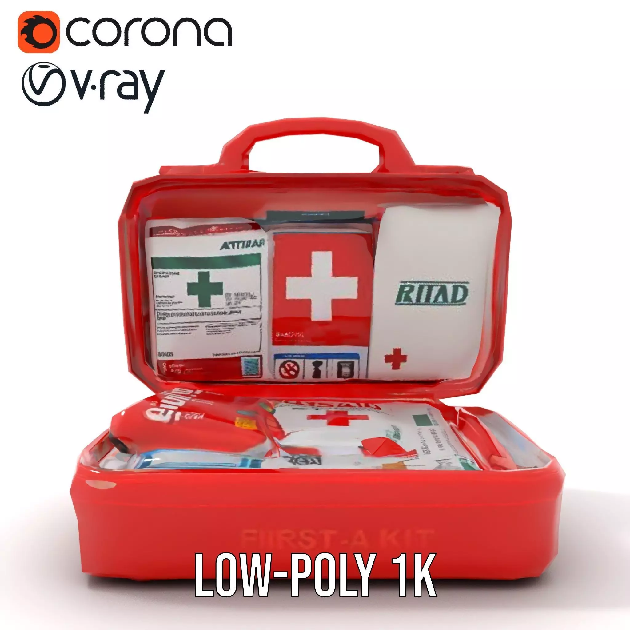 Emergency First Aid Kit Model Pack Low-poly 3D model_16