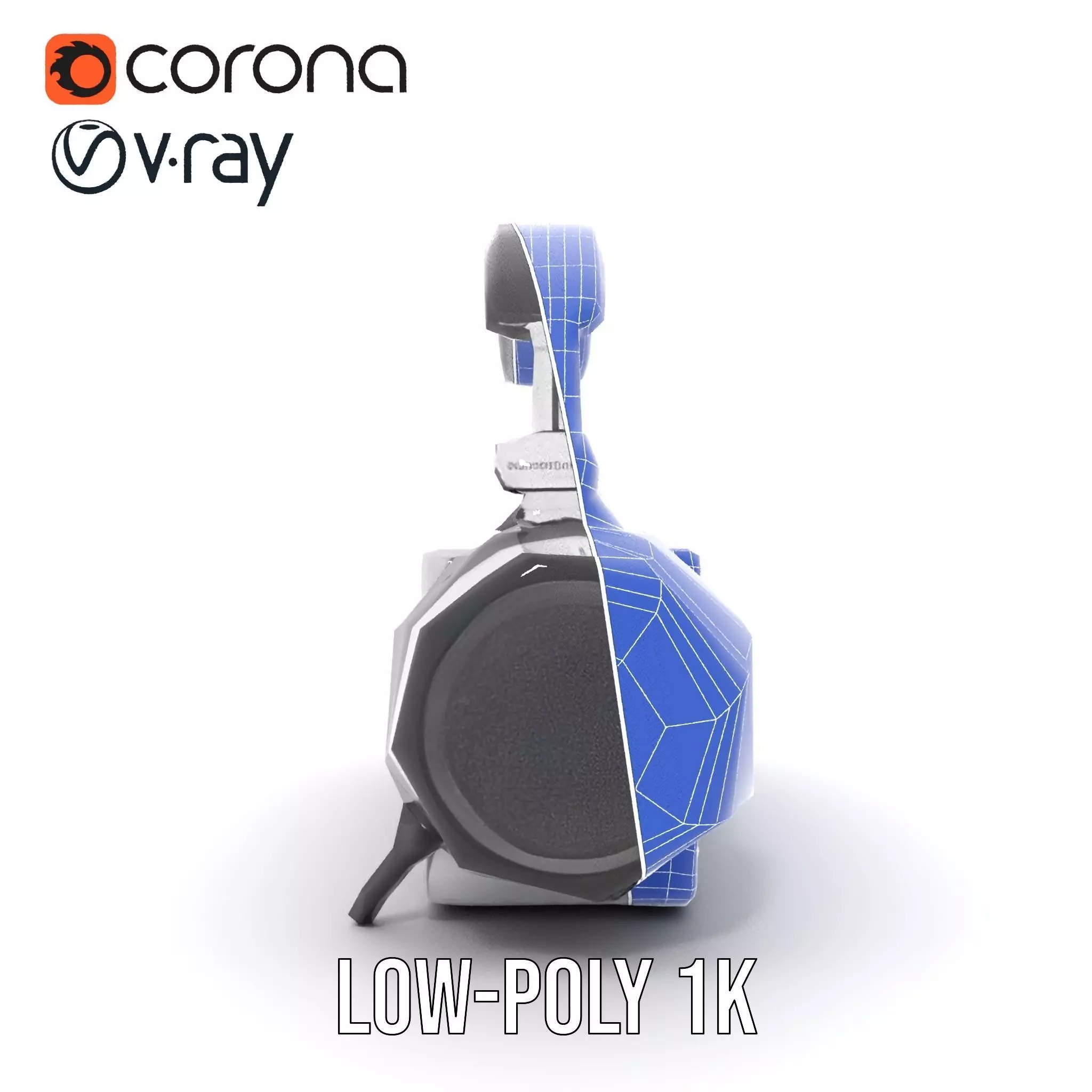 Retro Radio with Headphones Model Pack Low-poly 3D model_22