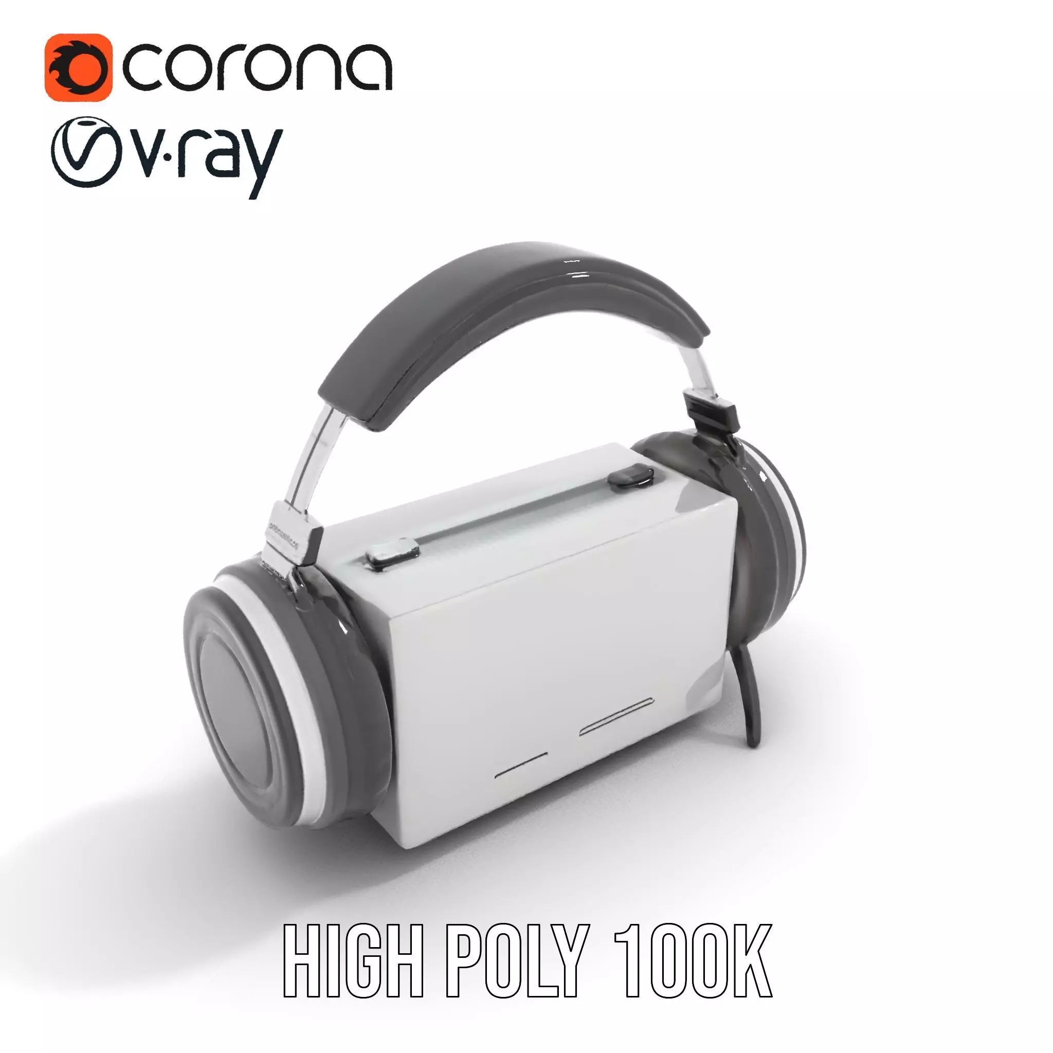 Retro Radio with Headphones Model Pack Low-poly 3D model_13