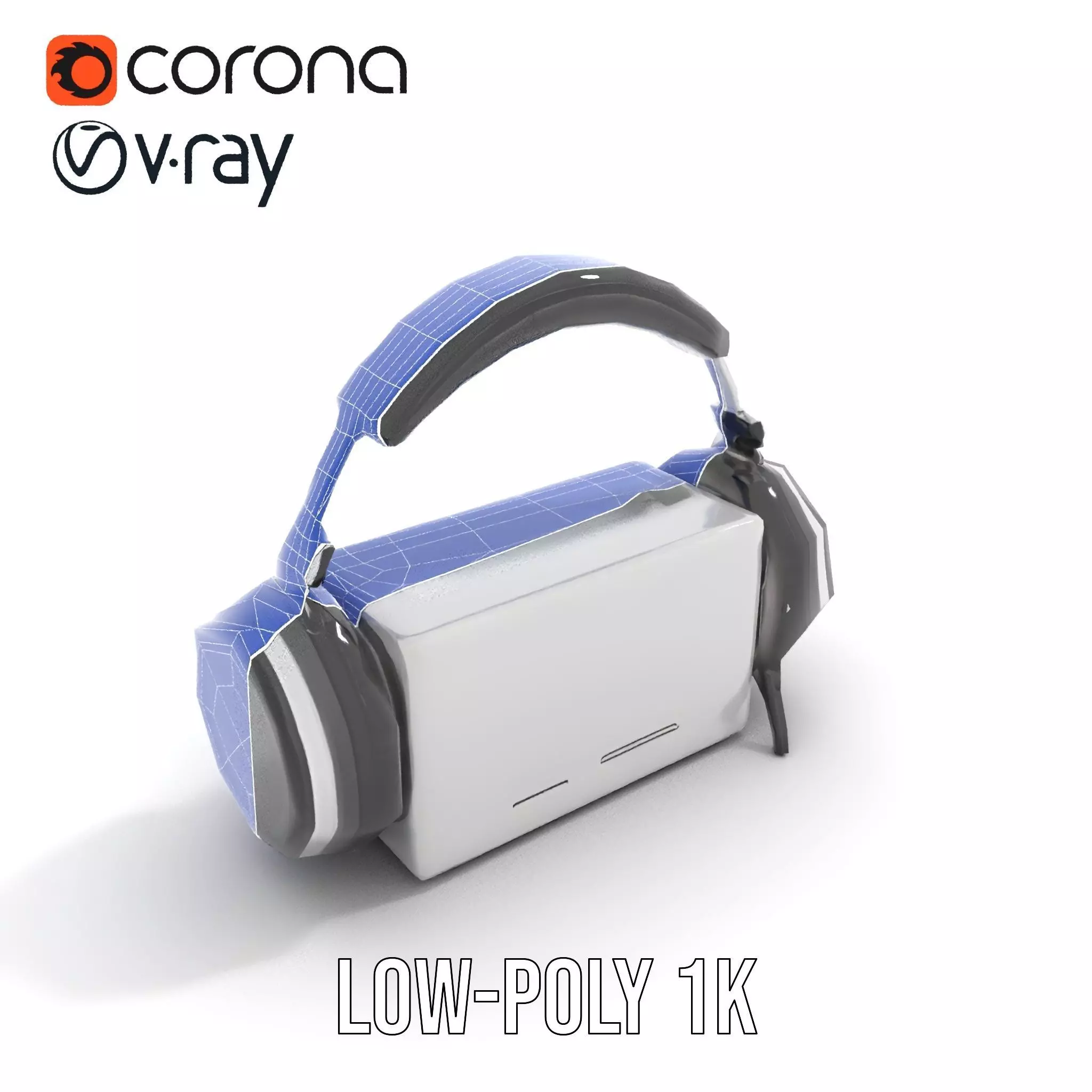 Retro Radio with Headphones Model Pack Low-poly 3D model_20