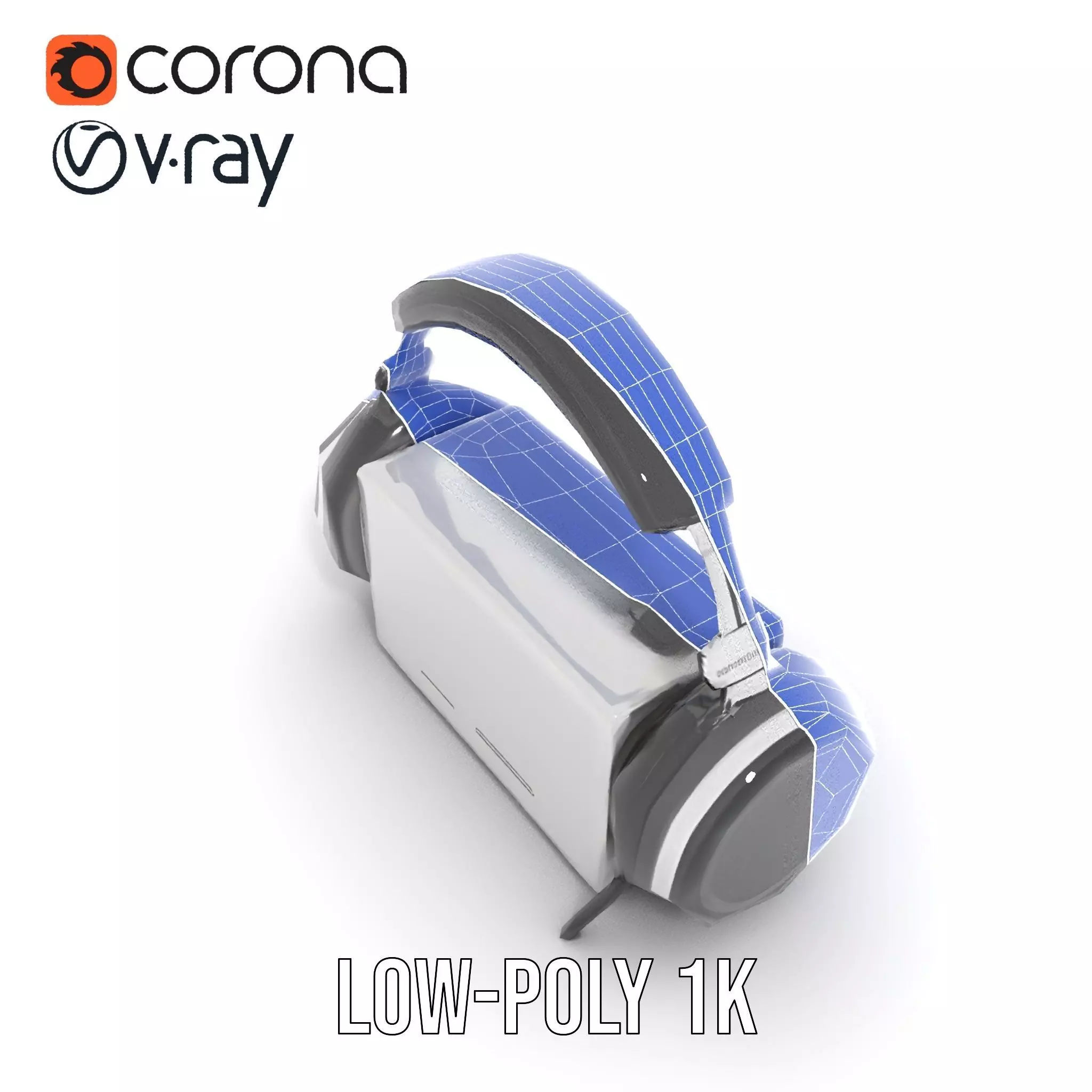 Retro Radio with Headphones Model Pack Low-poly 3D model_12