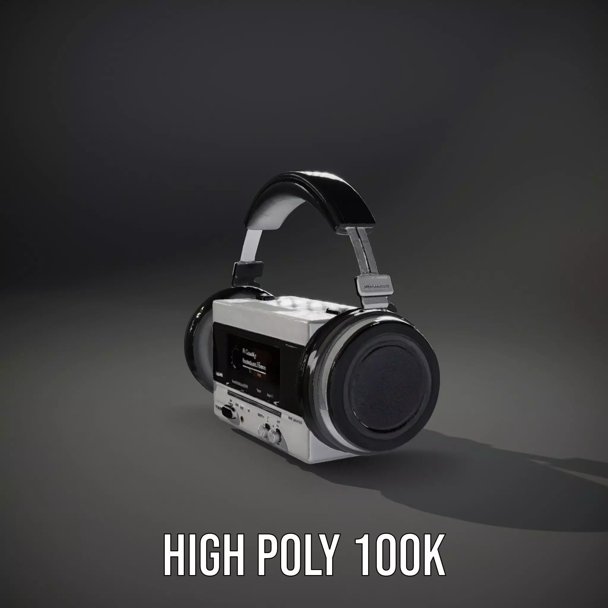 Retro Radio with Headphones Model Pack Low-poly 3D model_10