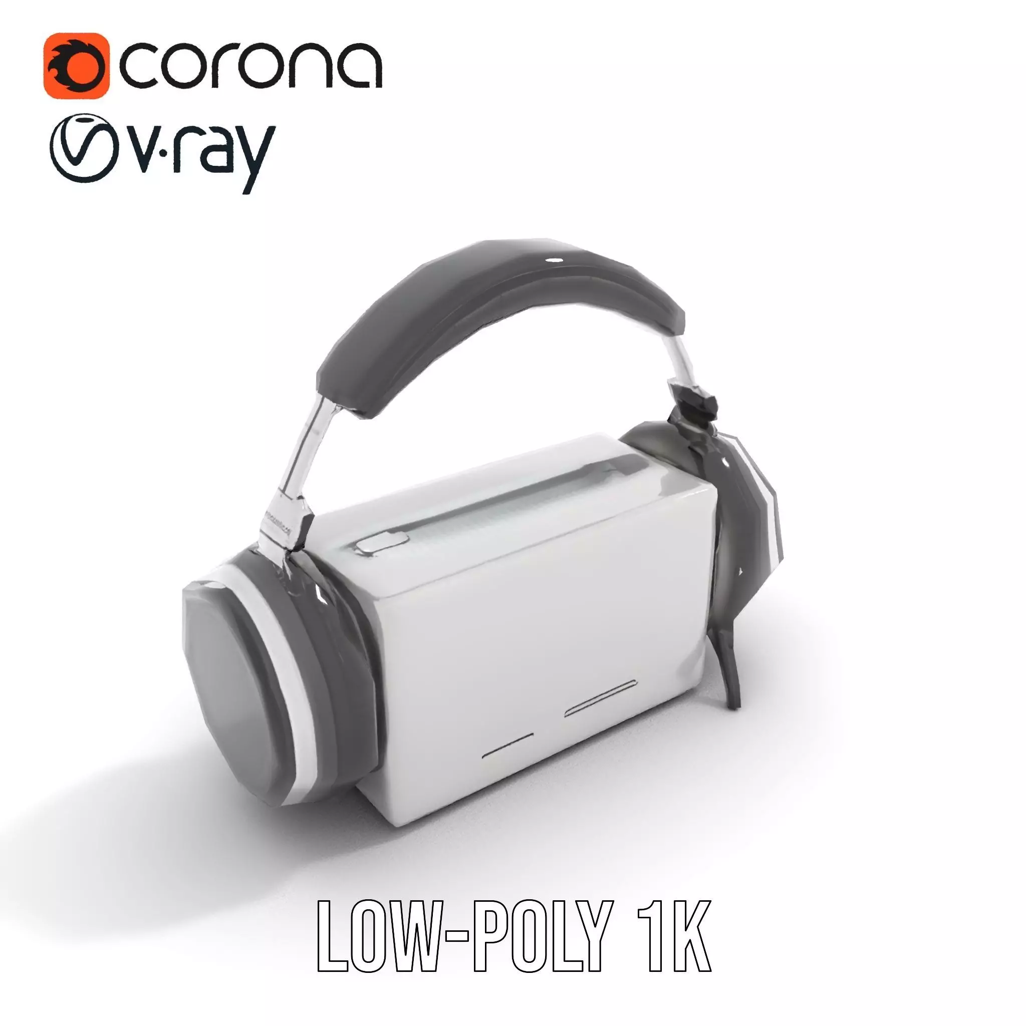 Retro Radio with Headphones Model Pack Low-poly 3D model_9