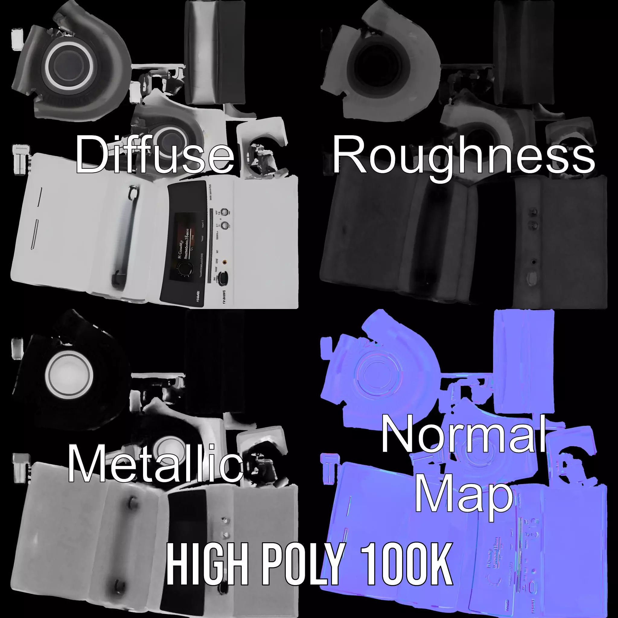 Retro Radio with Headphones Model Pack Low-poly 3D model_3